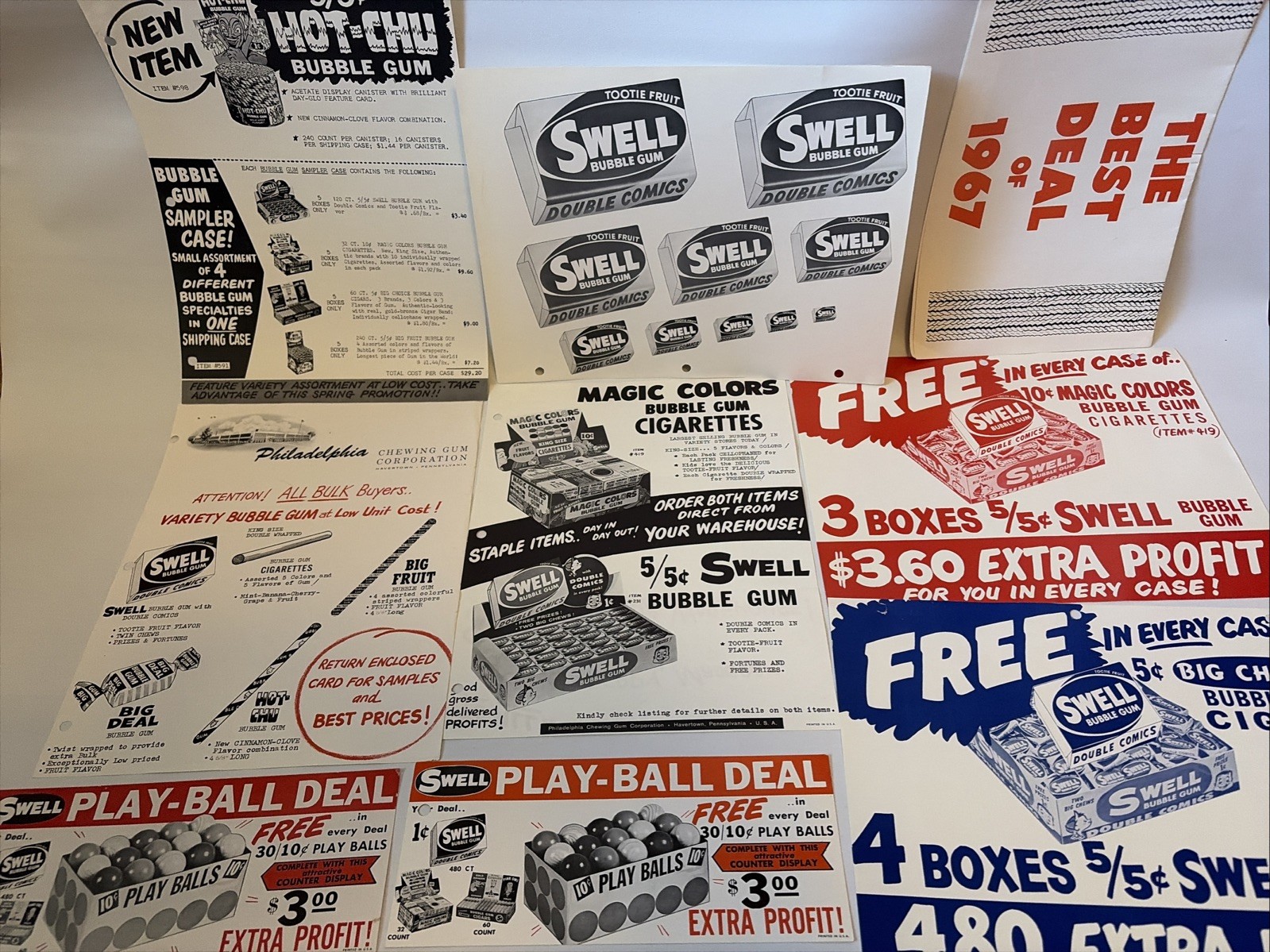 Rare 1960’s Orig. Vintage Swell Philadelphia Bubble Gum Vendor Materials/Posters Rare 1960’s Orig. Vintage Swell Philadelphia Bubble Gum Vendor Materials/Posters