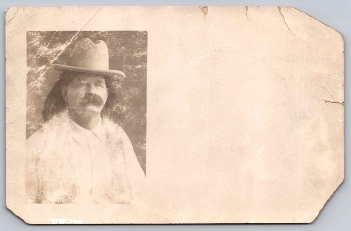 c1910 Western Cowboy in Hat & Mustache Studio Portrait RPPC Real Photo Postcard c1910 Western Cowboy in Hat & Mustache Studio Portrait RPPC Real Photo Postcard