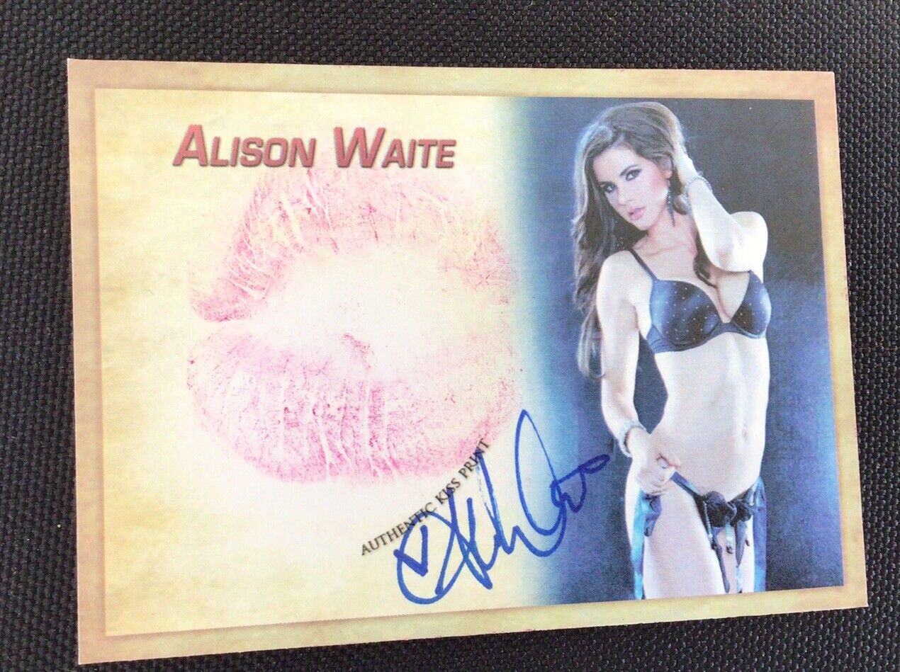 Glamour Model/ Nude Model Alison Waite Autograph Kiss Card