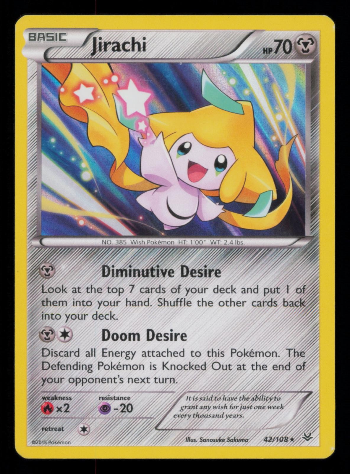 Jirachi 42/108 Holo Rare Roaring Skies Pokemon Lightly Played Jirachi 42/108 Holo Rare Roaring Skies Pokemon Lightly Played