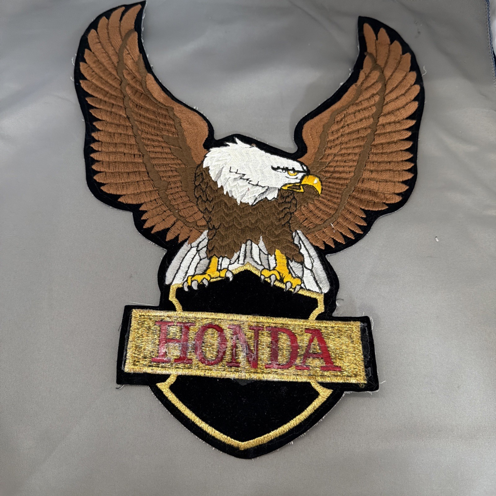 Large Vintage Honda American Eagle Embroidered Motorcycle Jacket Patch 13” by 9” Large Vintage Honda American Eagle Embroidered Motorcycle Jacket Patch 13” by 9”