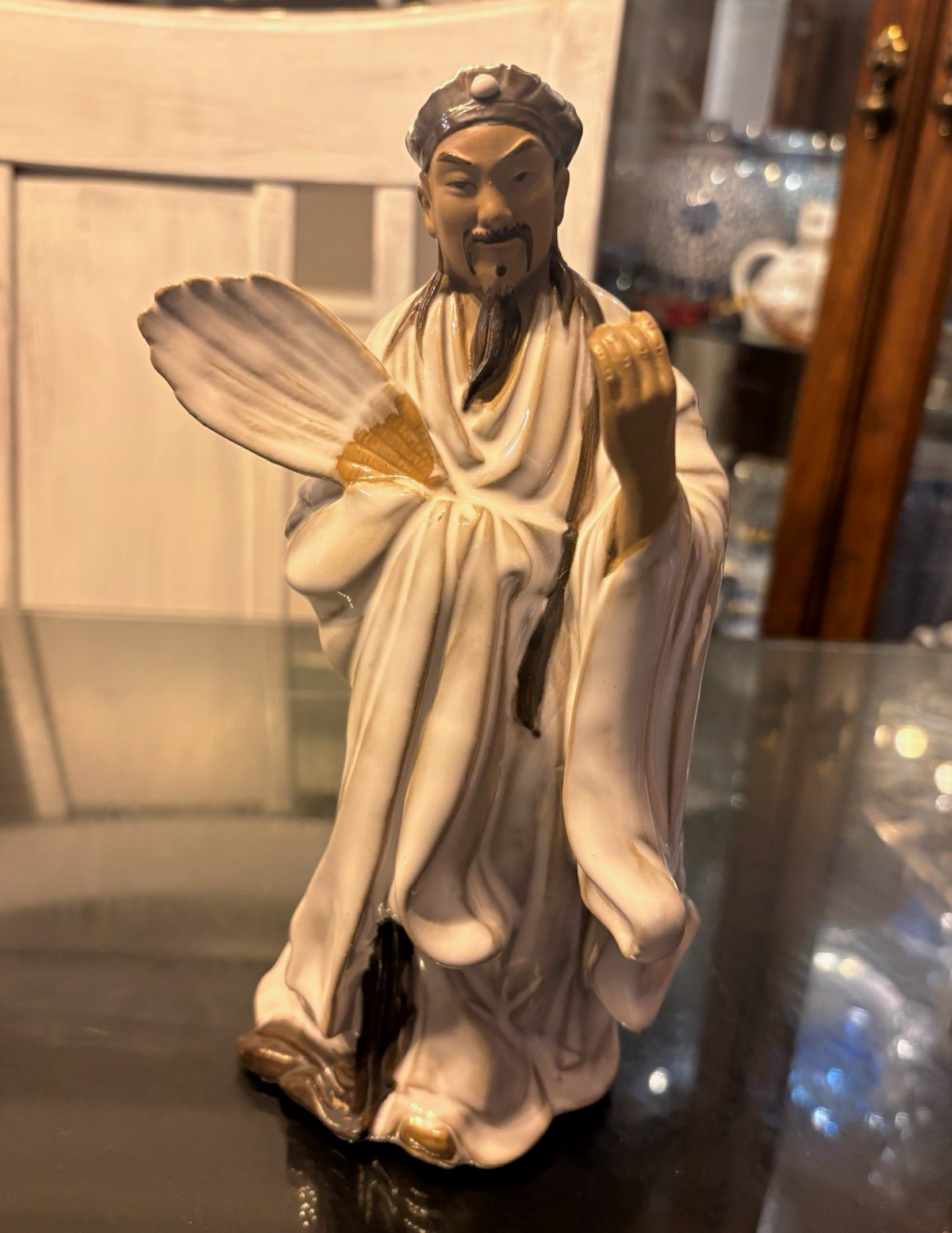 Vintage Chinese Shiwan Pottery Mud Man Figurine - Strategist Zhuge Liang Vintage Chinese Shiwan Pottery Mud Man Figurine - Strategist Zhuge Liang