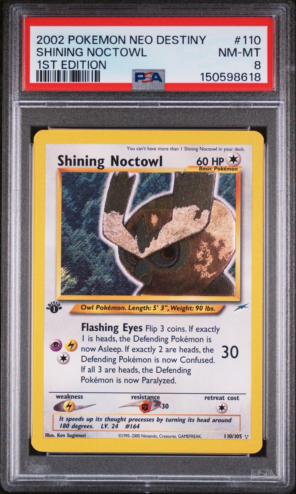 Shining Noctowl 1st Edition 2002 Neo Destiny PSA 8 Shining Noctowl 1st Edition 2002 Neo Destiny PSA 8