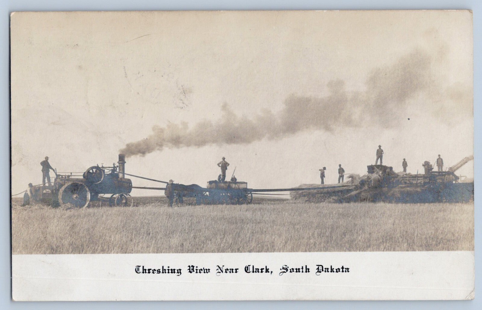 Clark South Dakota SD Threshing View Farming Real Photo Postcard RPPC 1908 Clark South Dakota SD Threshing View Farming Real Photo Postcard RPPC 1908