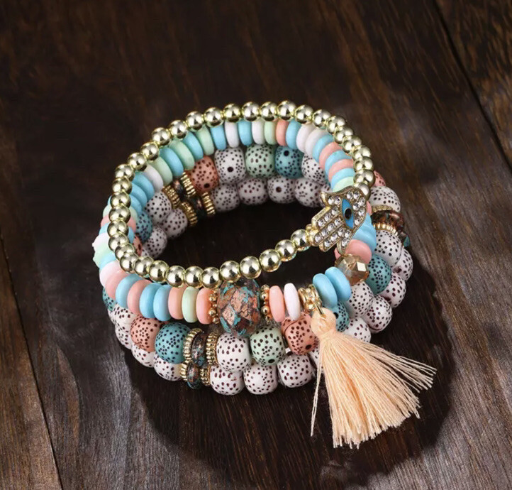 4 Pulseras Elasticas Con Piedras Contra El Mal De Ojo Y Ojo Turco Proteccion 4 Pulseras Elasticas Con Piedras Contra El Mal De Ojo Y Ojo Turco Proteccion