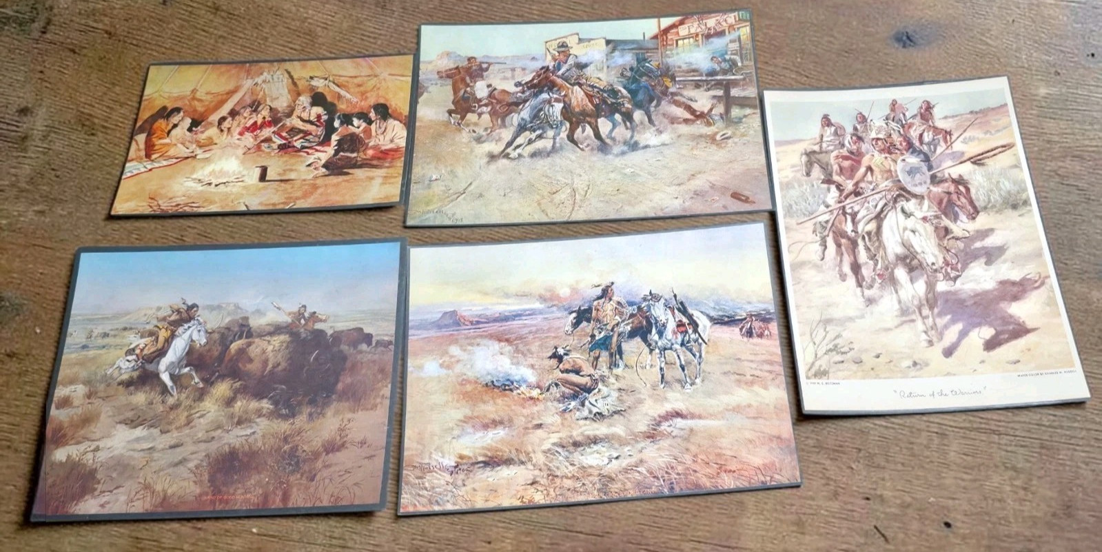 Title Vintage Charles M Russell Western Art Print Set Cowboy Native American... Title Vintage Charles M Russell Western Art Print Set Cowboy Native American...