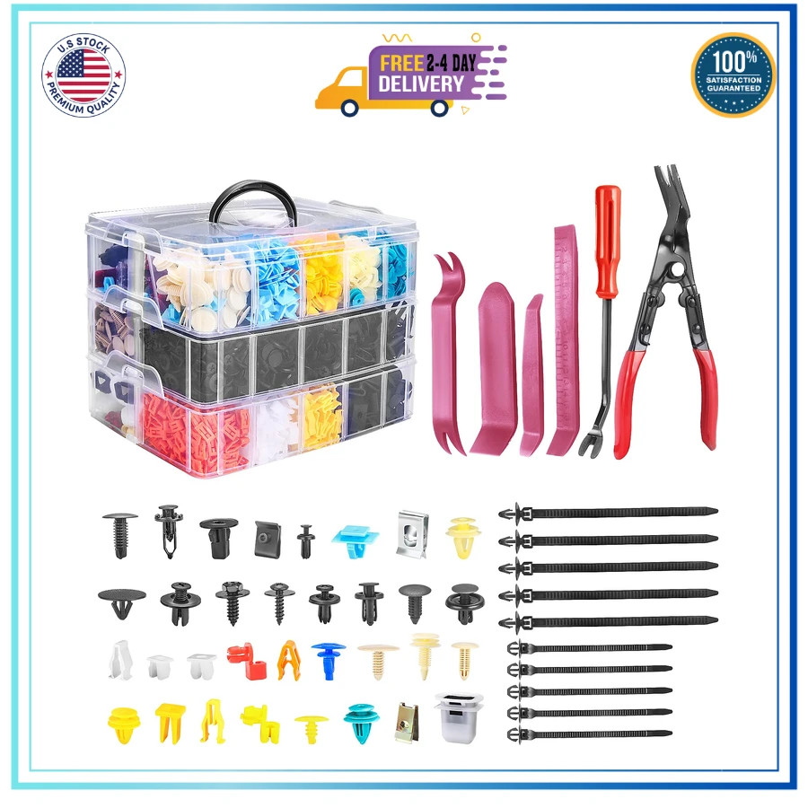 2080pcs Car Retainer Clips Fasteners Kit Universal Bumper Fender Door Rivet Tool 2080pcs Car Retainer Clips Fasteners Kit Universal Bumper Fender Door Rivet Tool