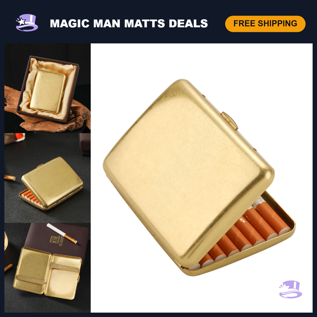 Heavy-Duty Metal Cigarette Case & Dispenser, Holds 16 Cigarettes, Retro Tobacco Heavy-Duty Metal Cigarette Case & Dispenser, Holds 16 Cigarettes, Retro Tobacco