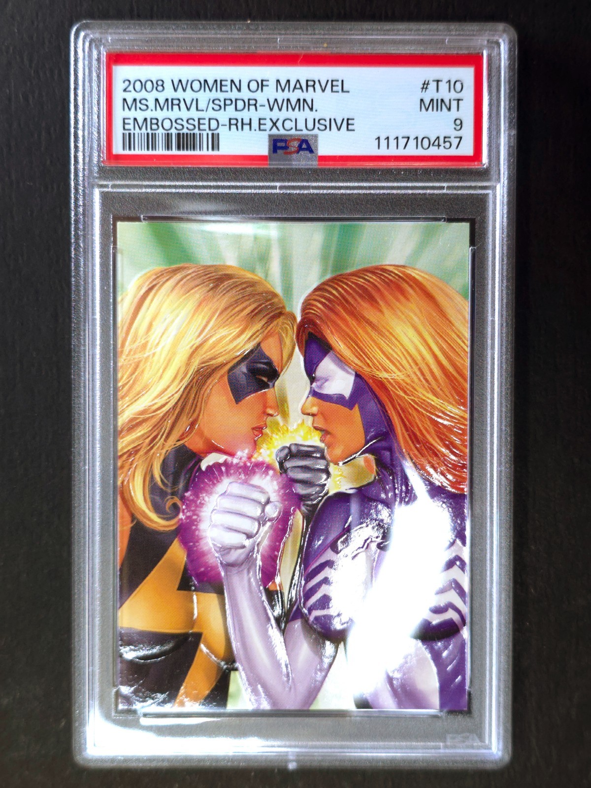 2008 Women of Marvel Embossed T10 Ms. Marvel vs. Spider-Woman PSA 9 Pop 1-No 10s 2008 Women of Marvel Embossed T10 Ms. Marvel vs. Spider-Woman PSA 9 Pop 1-No 10s