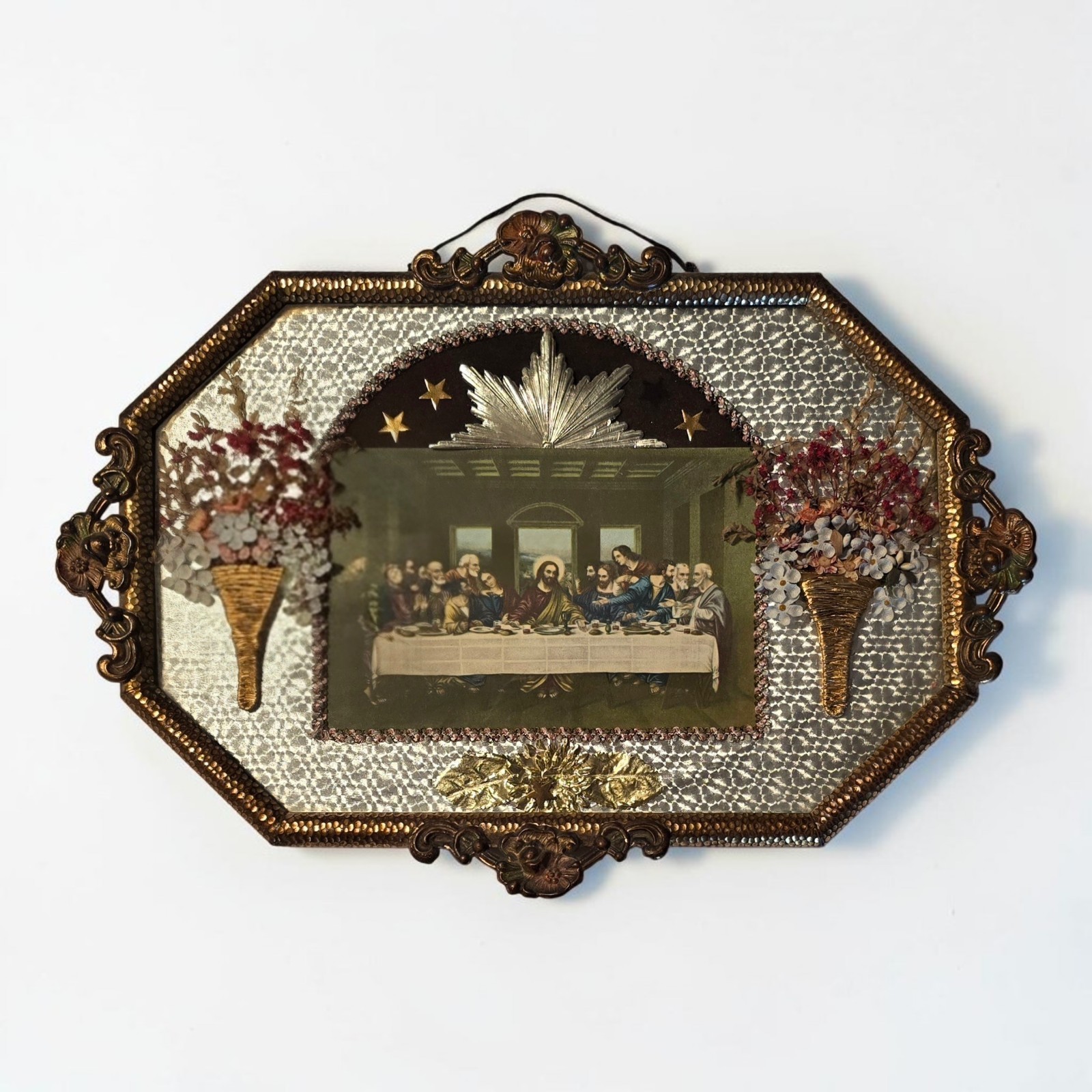 Vintage 1930s Last Supper Framed Decor Convex Bubble Glass Art Deco 10" x 14" Vintage 1930s Last Supper Framed Decor Convex Bubble Glass Art Deco 10" x 14"
