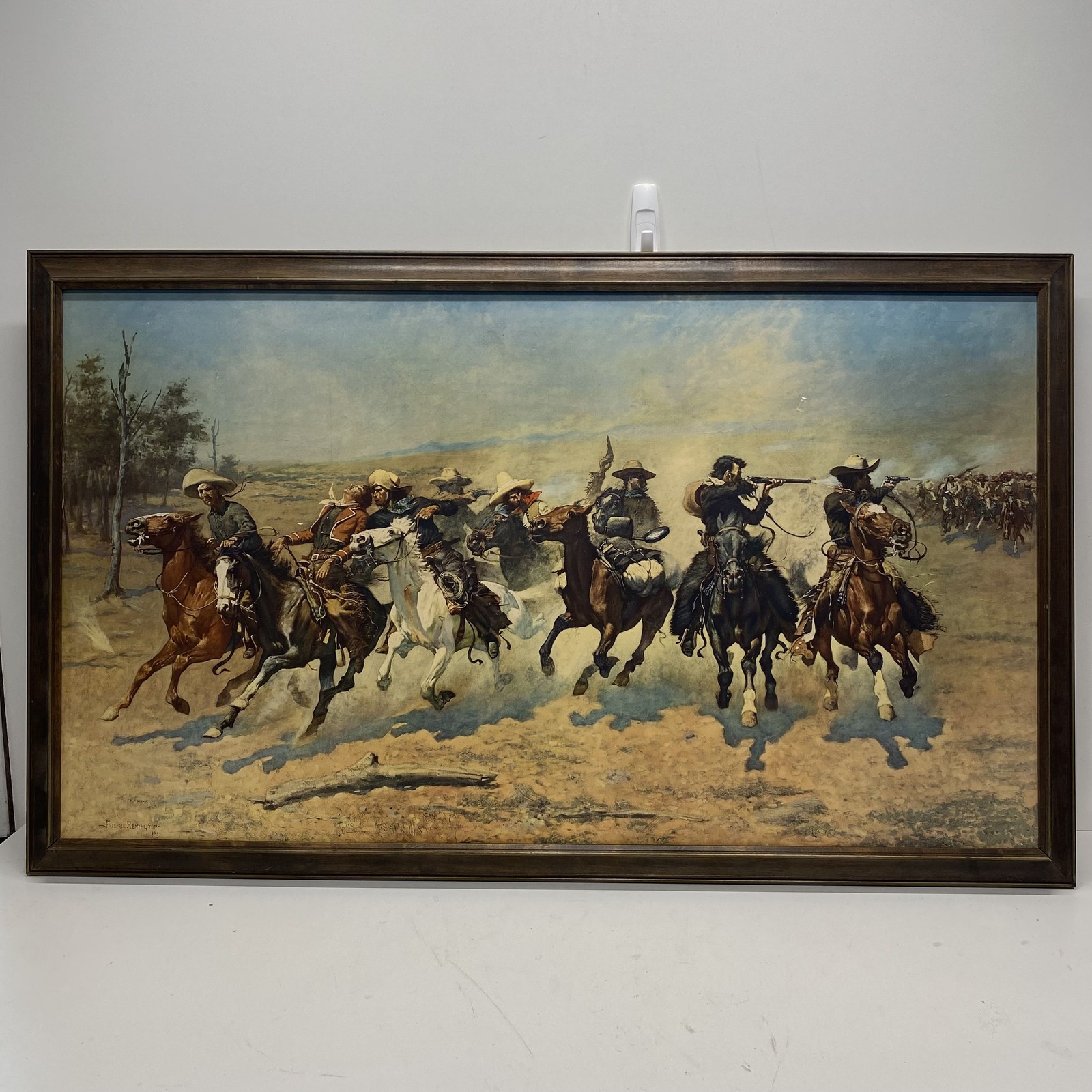 Frederic Remington Vintage Print A Dash for the Timber 42x25 Western Signed Frederic Remington Vintage Print A Dash for the Timber 42x25 Western Signed