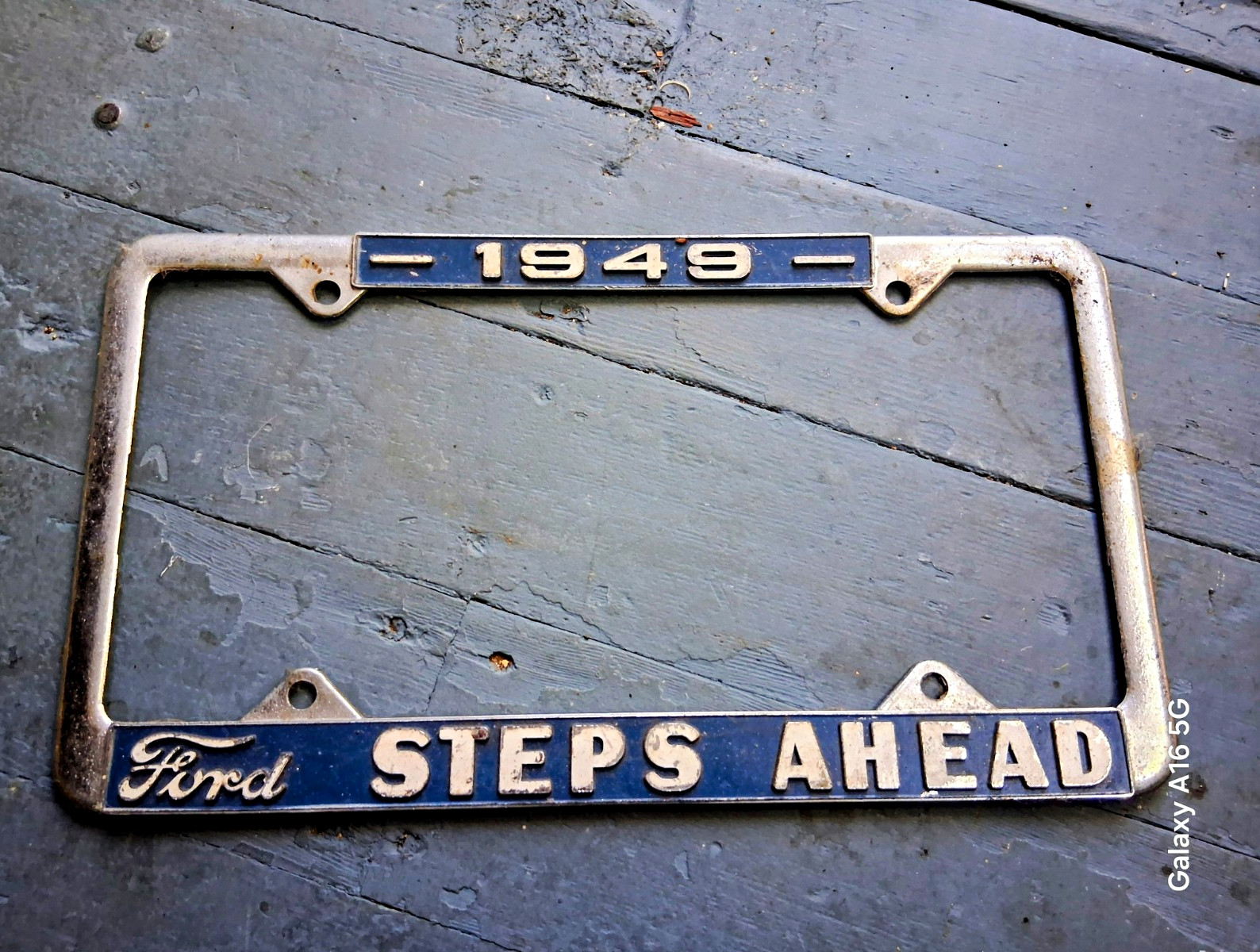 1949 Ford "Steps Ahead" Vintage License Plate Frame, Car Tag Frame 1949 Ford "Steps Ahead" Vintage License Plate Frame, Car Tag Frame