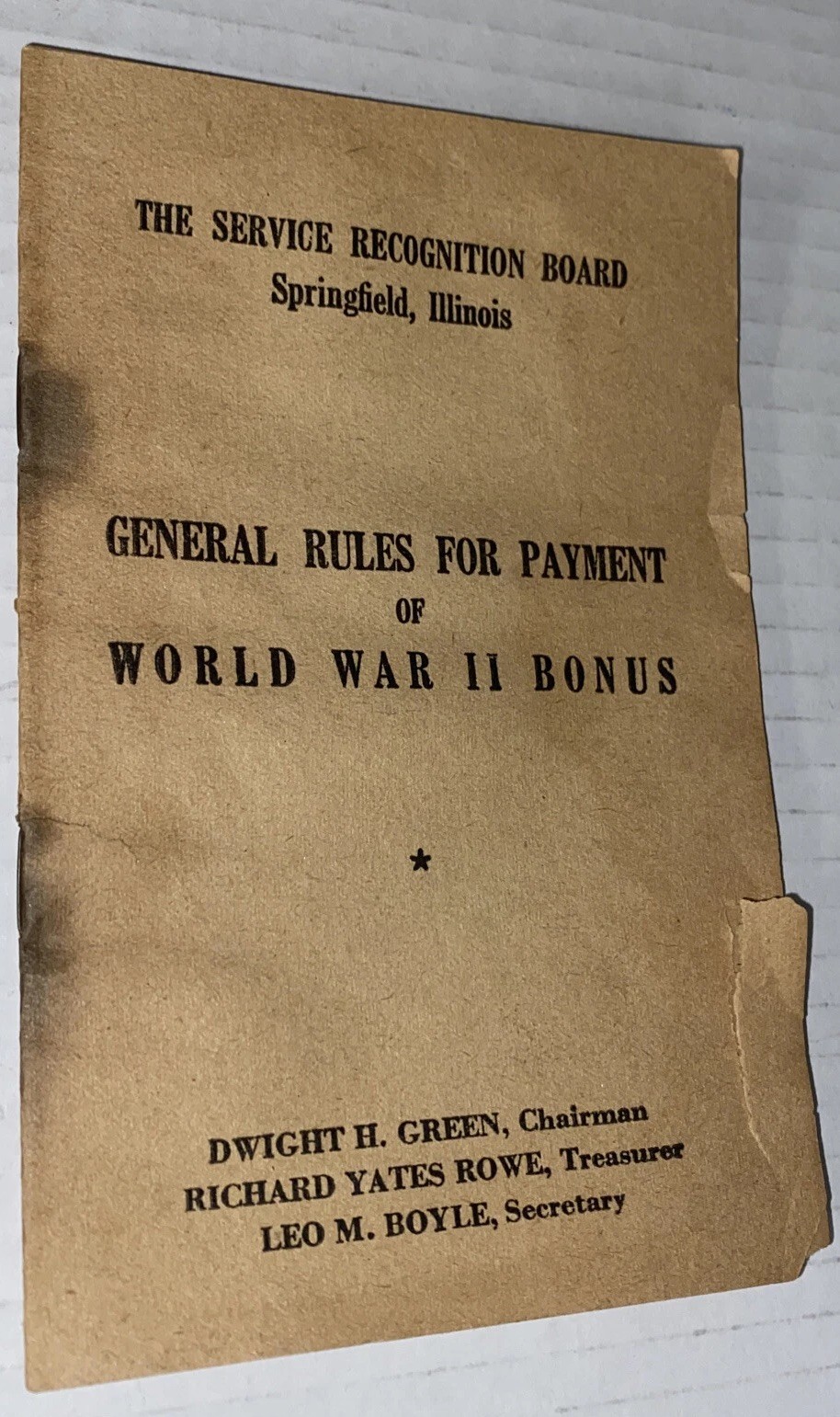 Vintage World War II Bonus Rules Pamphlet Springfield Illinois Union Litho Vintage World War II Bonus Rules Pamphlet Springfield Illinois Union Litho