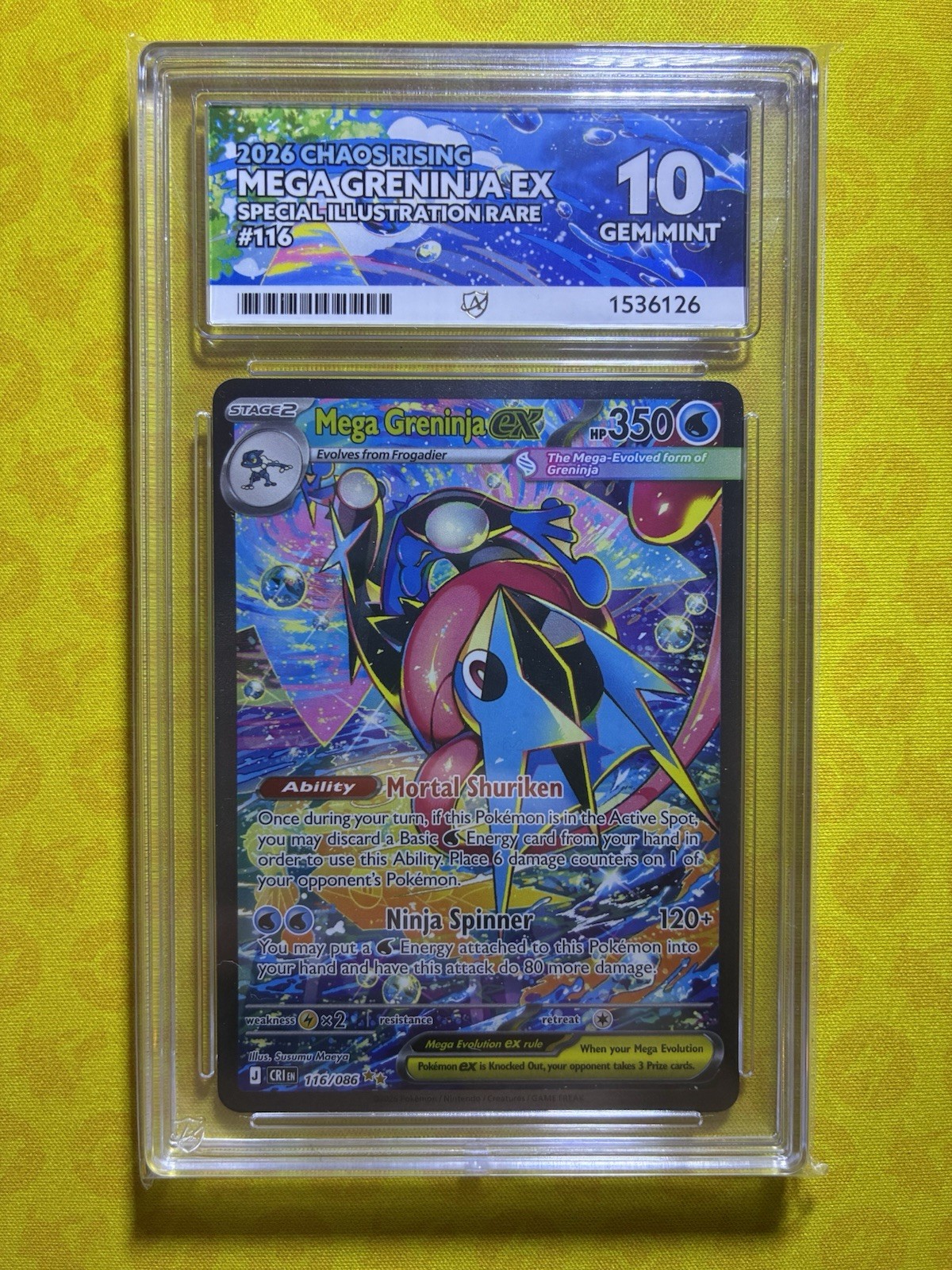 Mega Greninja EX - 116/086 - Chaos Rising - SIR - ACE 10 (Perfect Subs) Mega Greninja EX - 116/086 - Chaos Rising - SIR - ACE 10 (Perfect Subs)