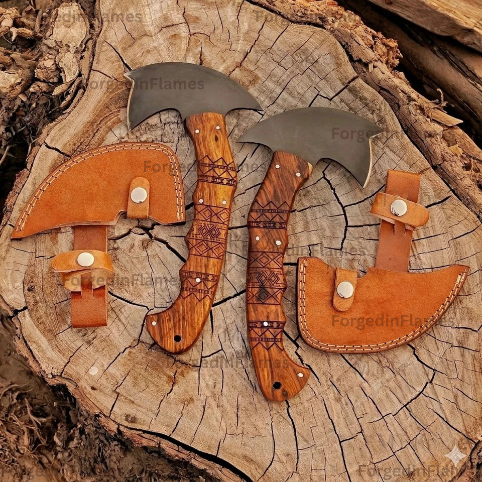 Set of 2 CUSTOM HANDMADE 11" REPLICA WINKLER RnD Tomahawk HUNTING-THROWING AXE Set of 2 CUSTOM HANDMADE 11" REPLICA WINKLER RnD Tomahawk HUNTING-THROWING AXE