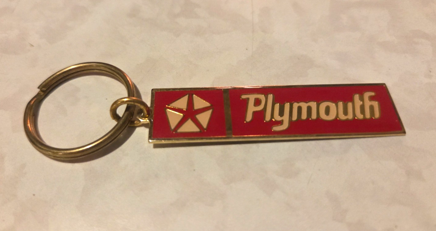 Vintage 1980s Keychain - Plymouth with Logo - Cool