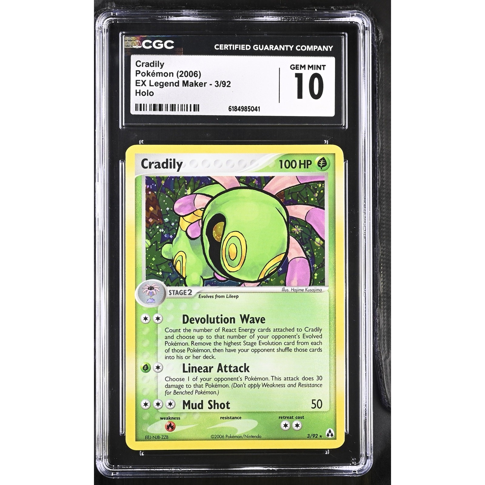 CGC GEM MINT 10 Pokémon Cradily 2006 3/92 EX Legend Maker holo CGC GEM MINT 10 Pokémon Cradily 2006 3/92 EX Legend Maker holo