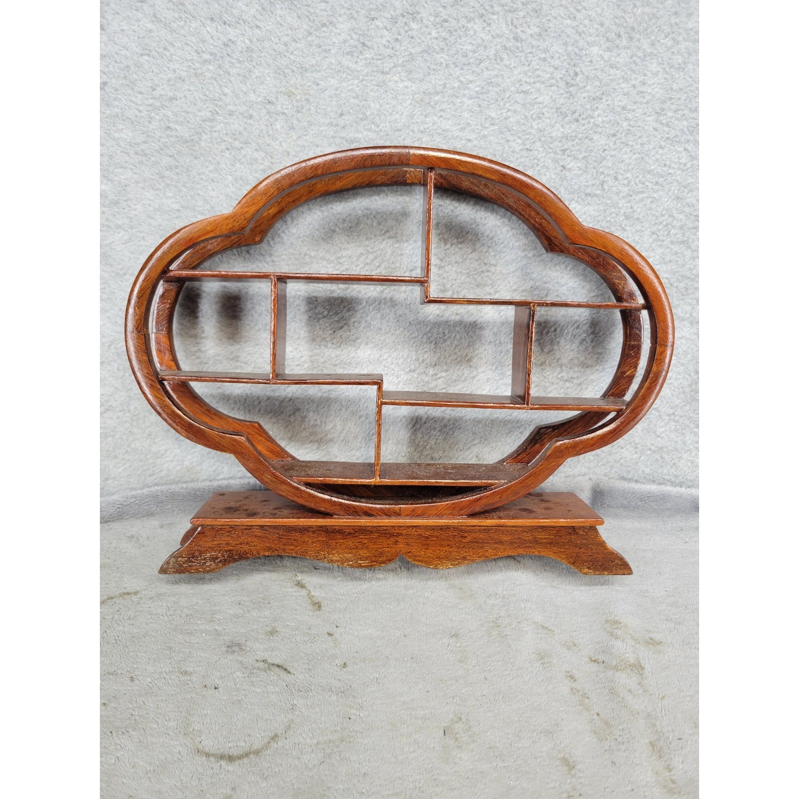 Vintage Cloud Shape Wood Curio Display Stand Asian Bonsai Shelf 10.5" x 8.75" Vintage Cloud Shape Wood Curio Display Stand Asian Bonsai Shelf 10.5" x 8.75"