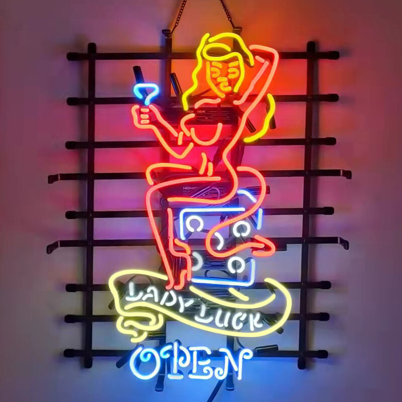 US STOCK Lady Luck Casino Vintage Neon Sign Man Cave Beer Bar Glass Decor 24" US STOCK Lady Luck Casino Vintage Neon Sign Man Cave Beer Bar Glass Decor 24"