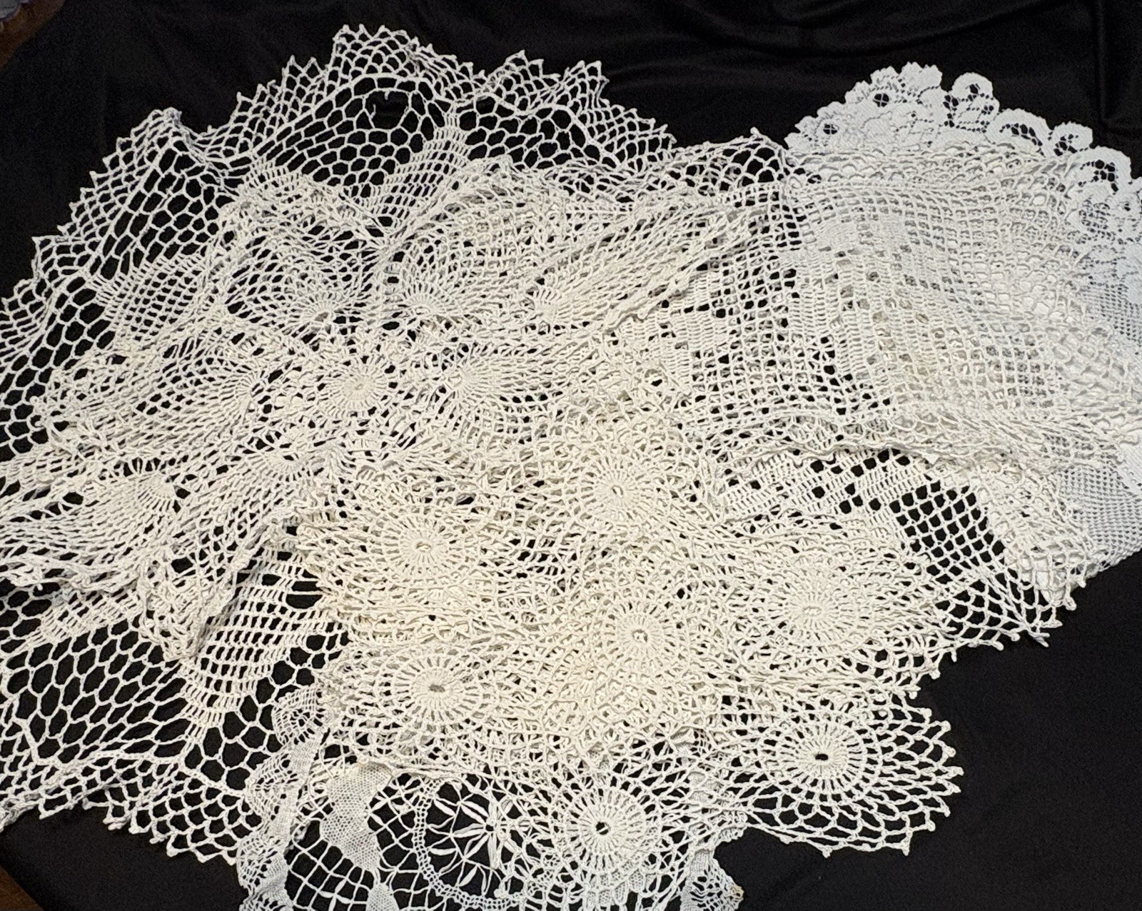 VTG Hand Crocheted Doilies Lot Various Sizes/Shapes VTG Hand Crocheted Doilies Lot Various Sizes/Shapes