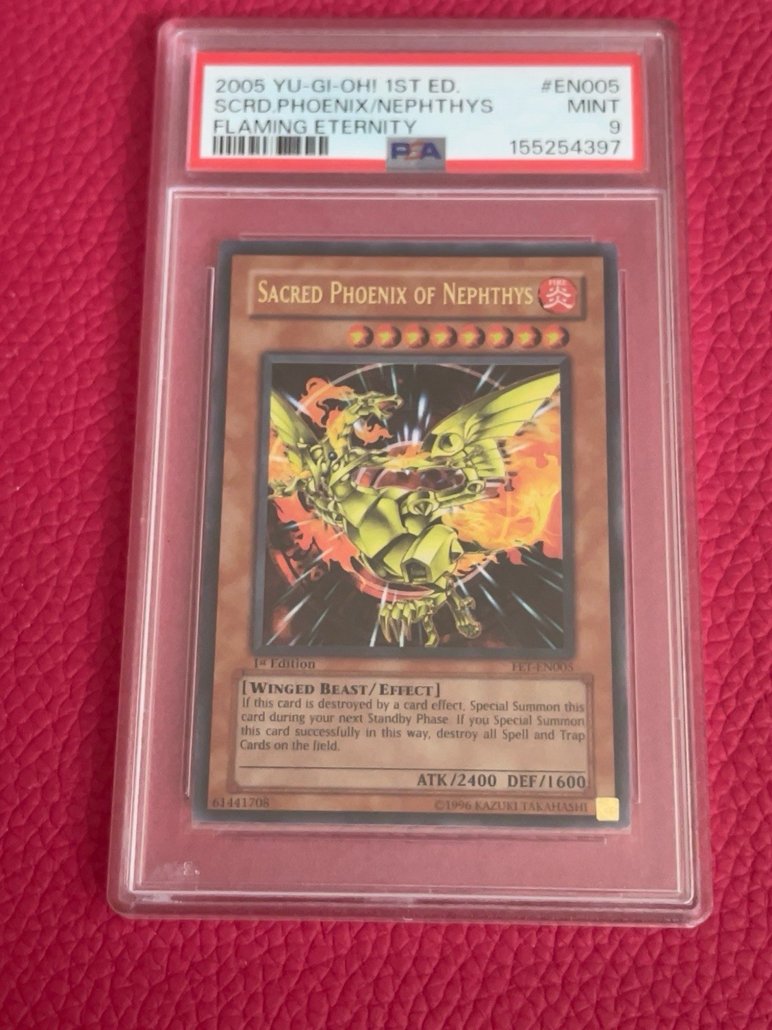 2005 Yu-Gi-Oh Sacred Phoenix of Nephthys FET-EN005 1st Edition PSA 9 MINT