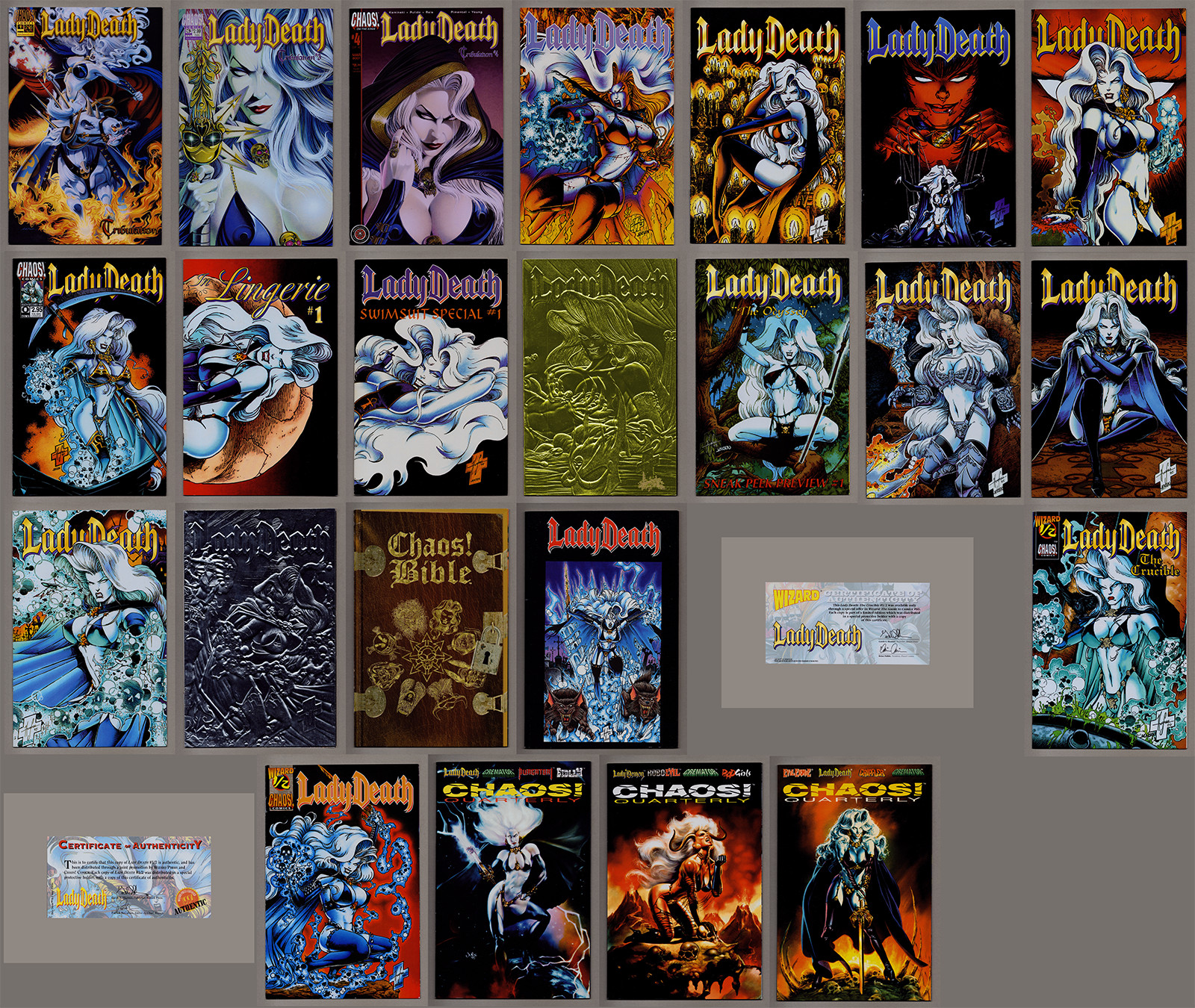 LADY DEATH LOT 23 COMICS VARIOUS TITLES NO DUPLICATION LADY DEATH LOT 23 COMICS VARIOUS TITLES NO DUPLICATION