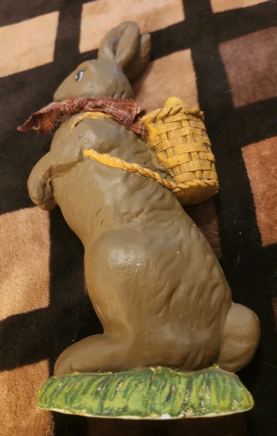 Vintage Paper Mache Easter Bunny Rabbit With Basket & Eggs 10" K Vintage Paper Mache Easter Bunny Rabbit With Basket & Eggs 10" K