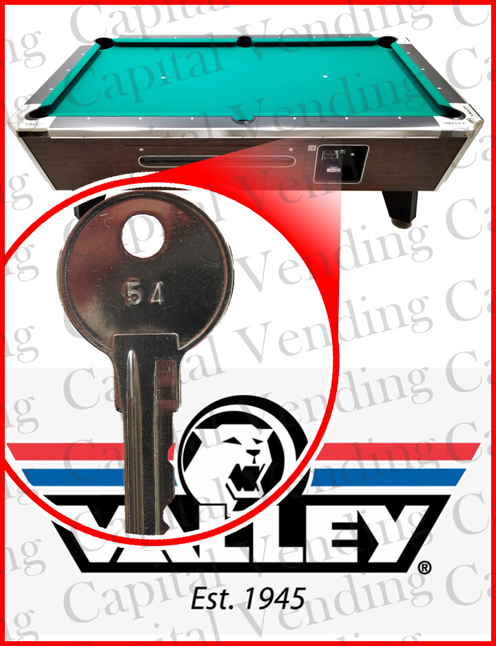 54 Valley pool table key -coin operated version for factory stock lock code 54 54 Valley pool table key -coin operated version for factory stock lock code 54
