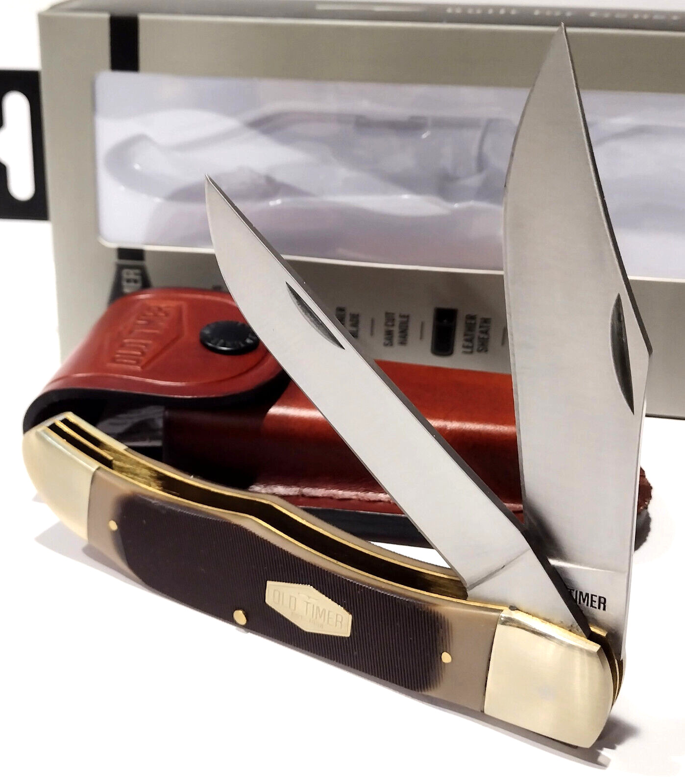 Schrade Old Timer 25OT Large 5" Brown Hunter Trapper Hunting Skinning Knife NEW