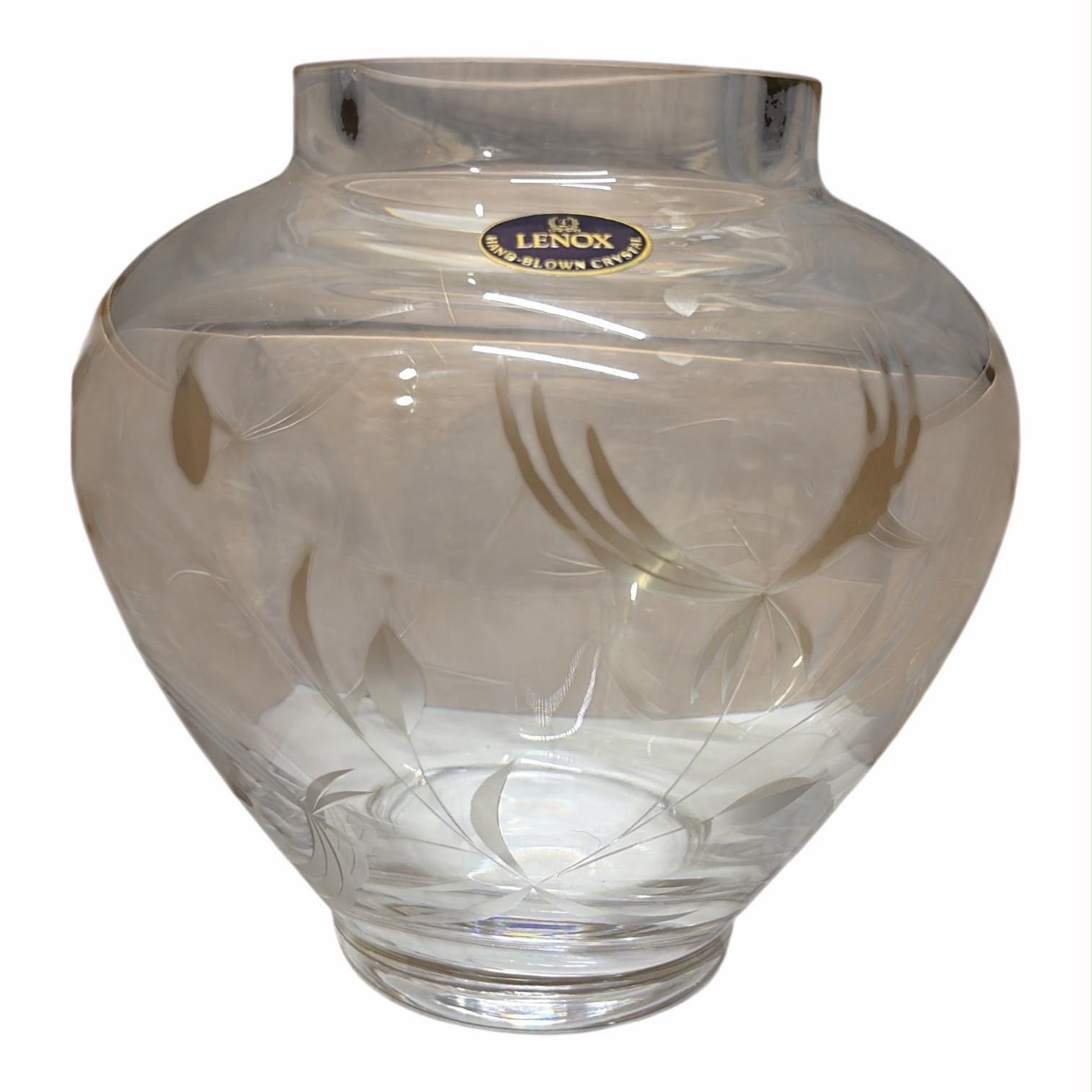 Lenox Chrysanthemum Crystal Vase Vintage 1983 Hand Blown Limited Edition Box COA