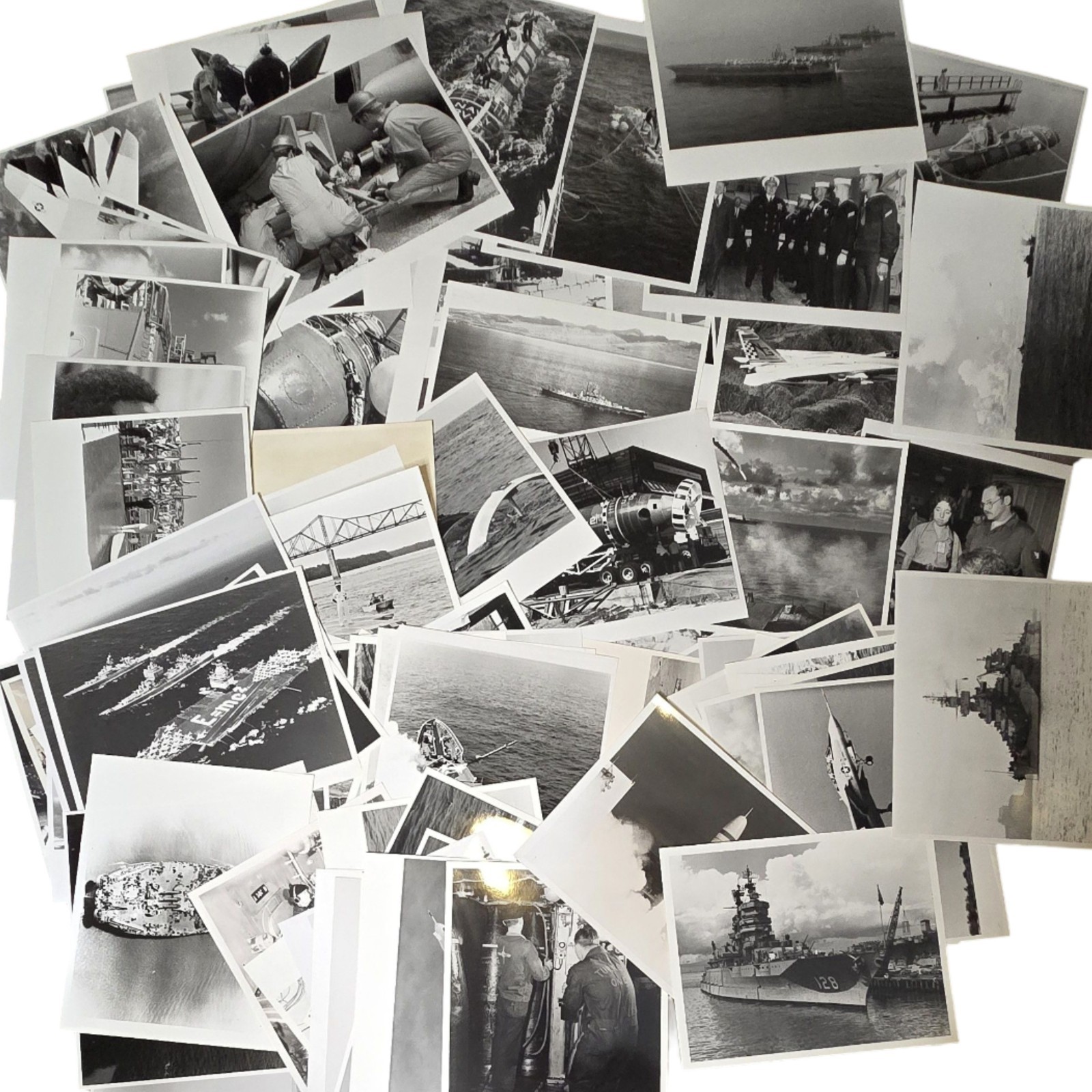 Vintage Lot of 100 Navy Press Photos Kamikaze Ships Carriers Sailors DSRV