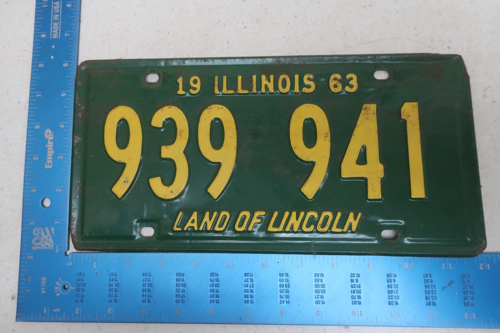 Illinois License Plate Tag IL 1963 63 939 941