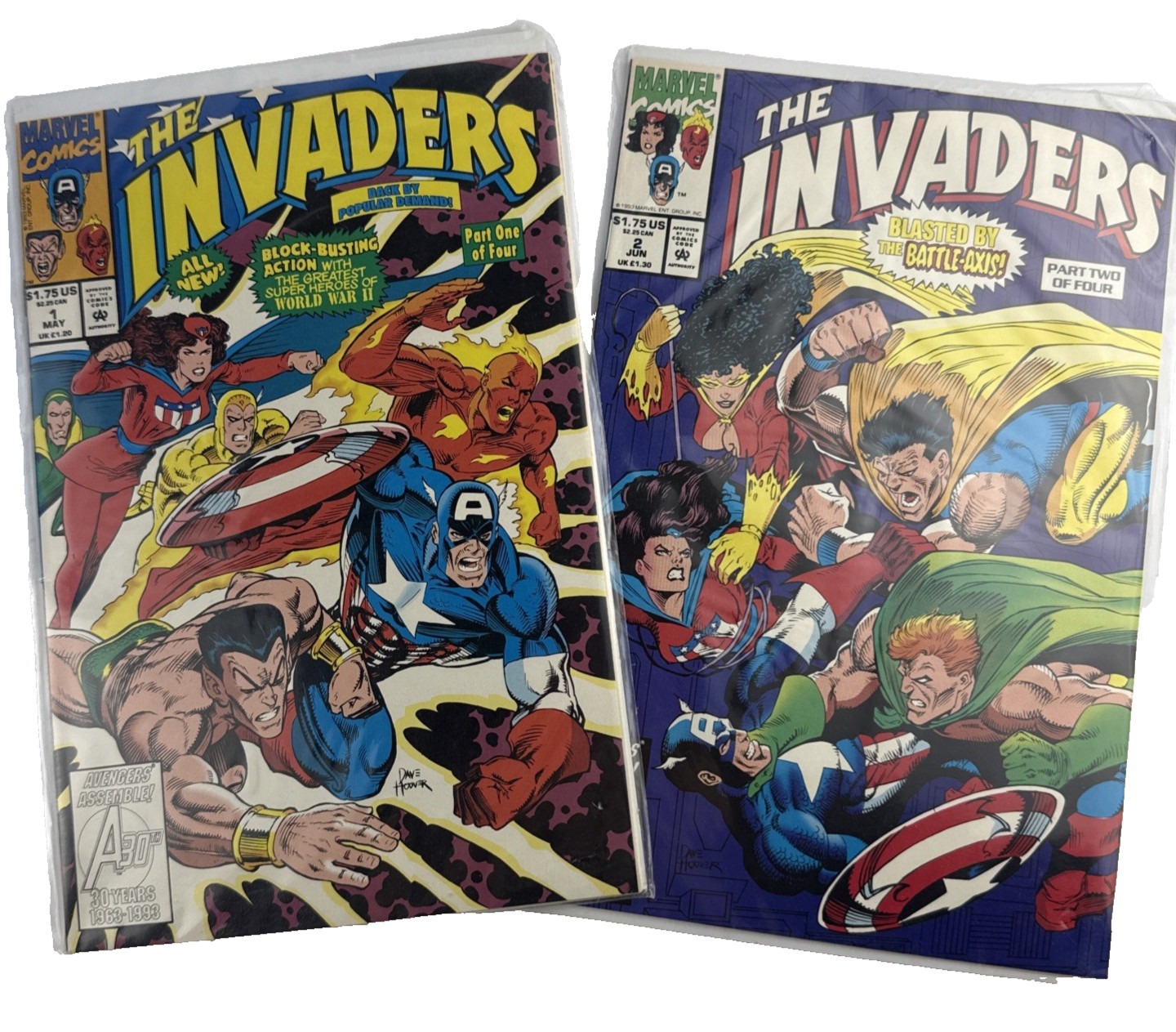 The Invaders Lot of 2 - #2 & 4 Marvel Comics 1993 1st Print Comic Books 30 Years