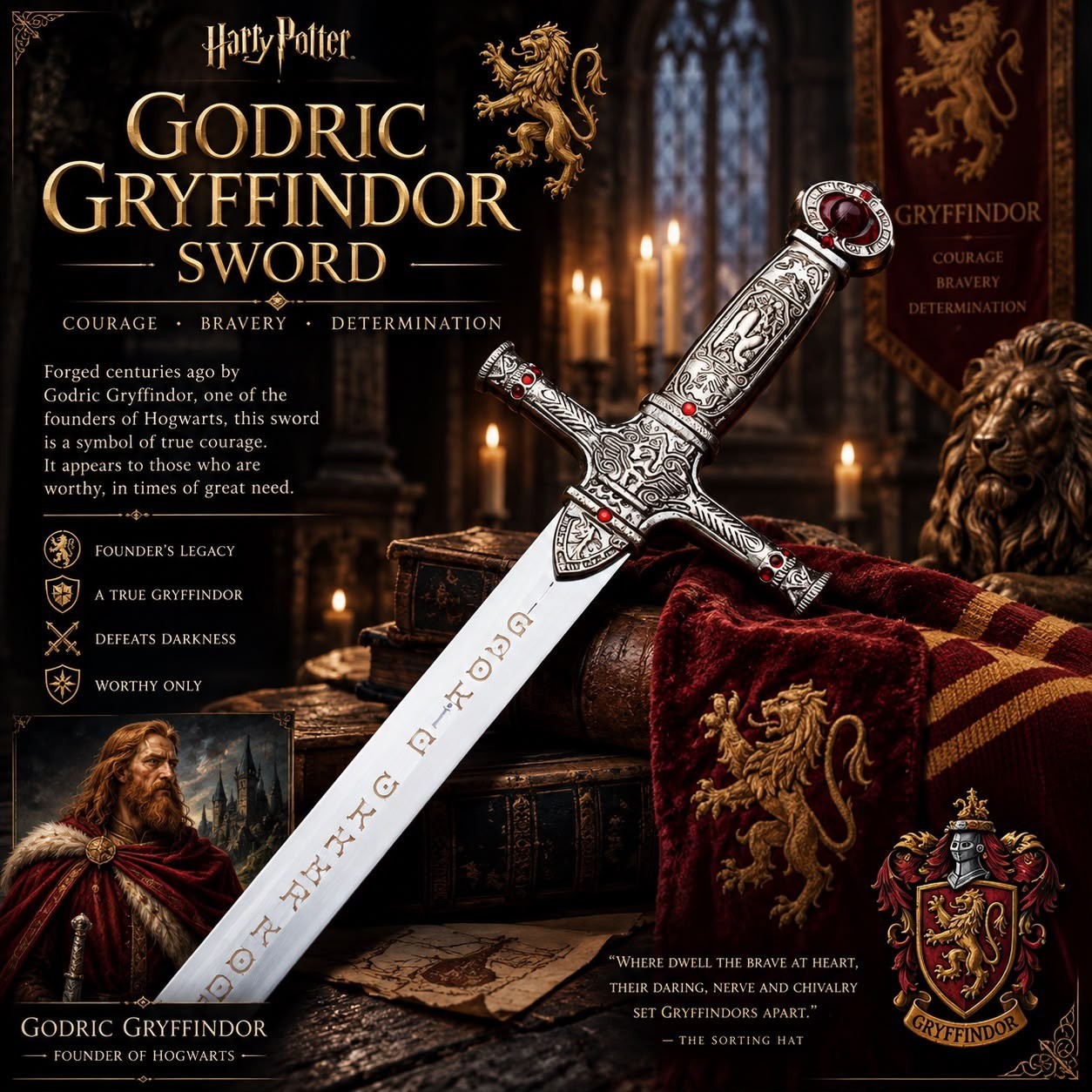 Harry Potter Godric Gryffindor Sword Handmade Metal Replica Collectible Gift HIM