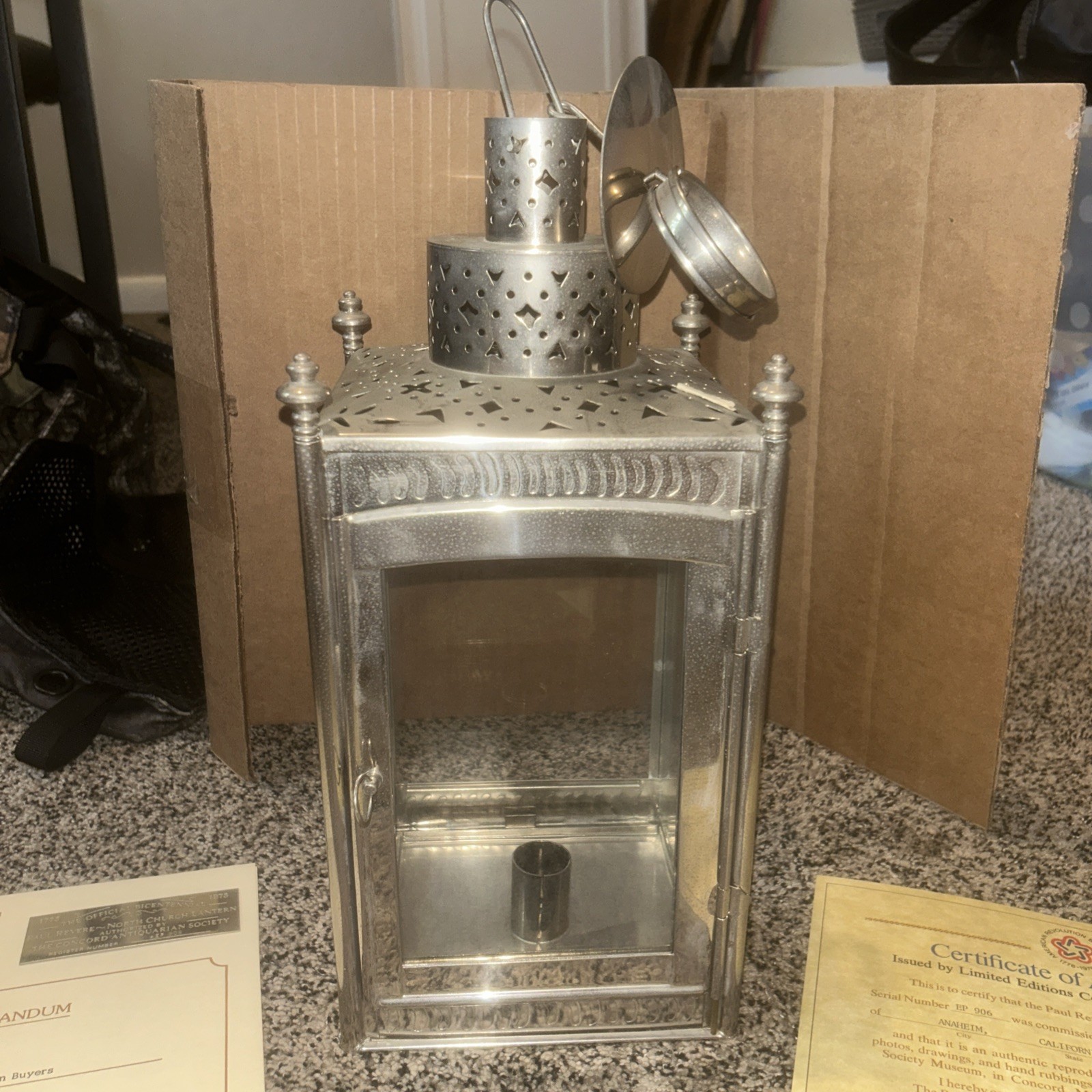 Vintage Pewter Paul Revere Old North Church Lantern 1976 COA Bicentennial EP-906 Vintage Pewter Paul Revere Old North Church Lantern 1976 COA Bicentennial EP-906