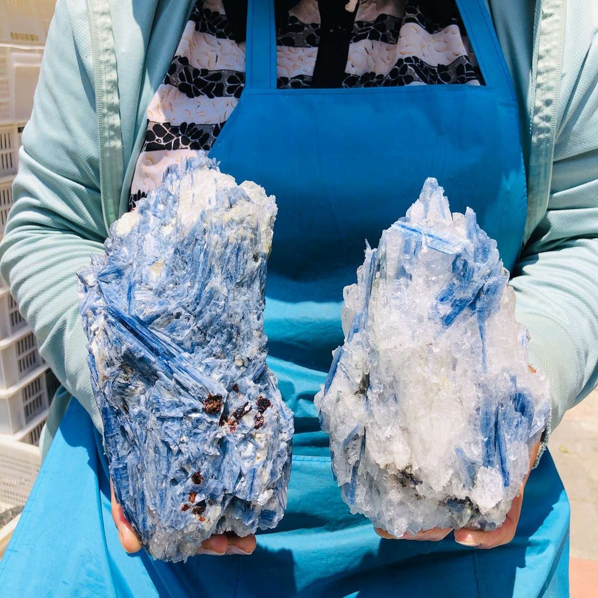 2 Pieces 6LB Natural Blue Crystal Mineral Quartz Crystal Healing Sample 5992