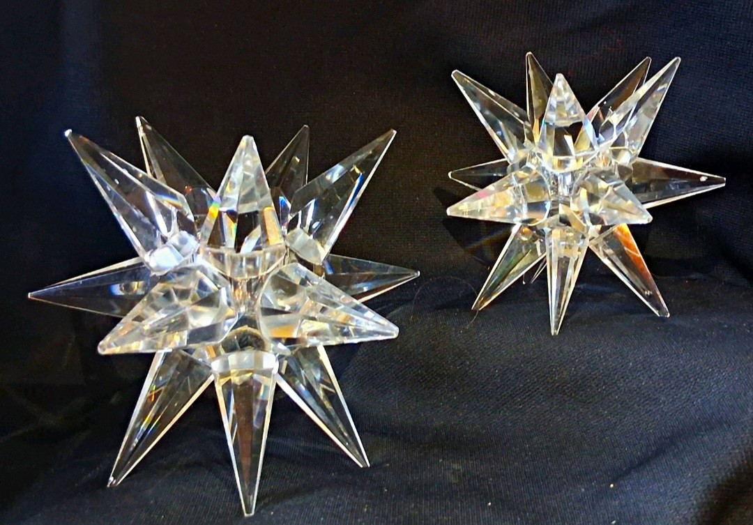 Vintage 1987 Premium Crystal Starburst Candleholder Graduated Pair No Box As Is Vintage 1987 Premium Crystal Starburst Candleholder Graduated Pair No Box As Is
