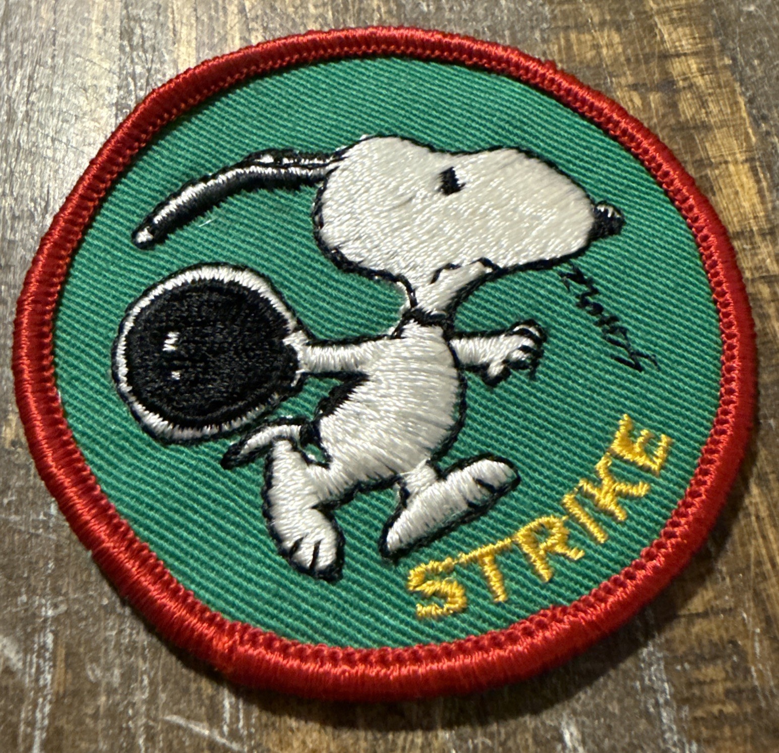 Vintage 1970s Peanuts Snoopy Bowling Patch Authentic Determined Productions RARE