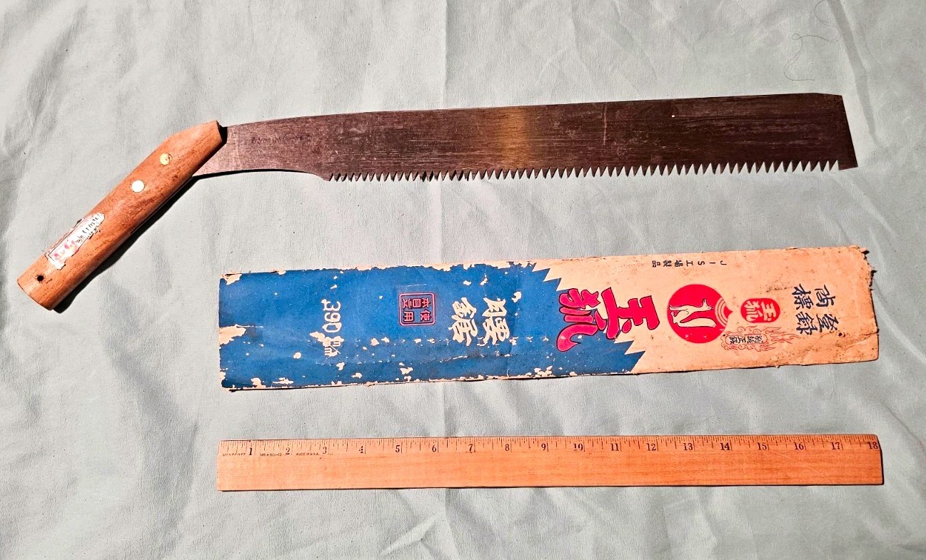 Rare Vintage Traditional Japanese Temagari Pull Saw With Sleeve Rare Vintage Traditional Japanese Temagari Pull Saw With Sleeve