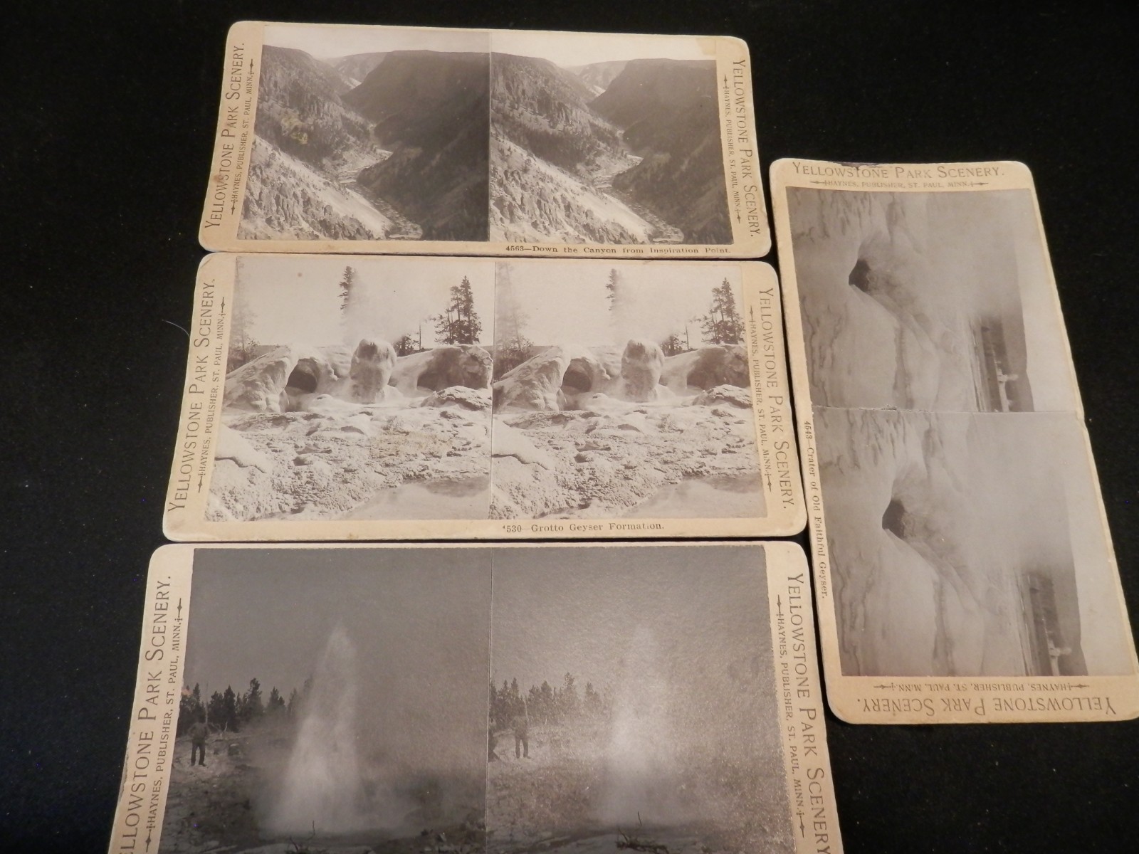 Yellowstone National Park Set 4 Stereoview Stereoscope cards Yellowstone National Park Set 4 Stereoview Stereoscope cards