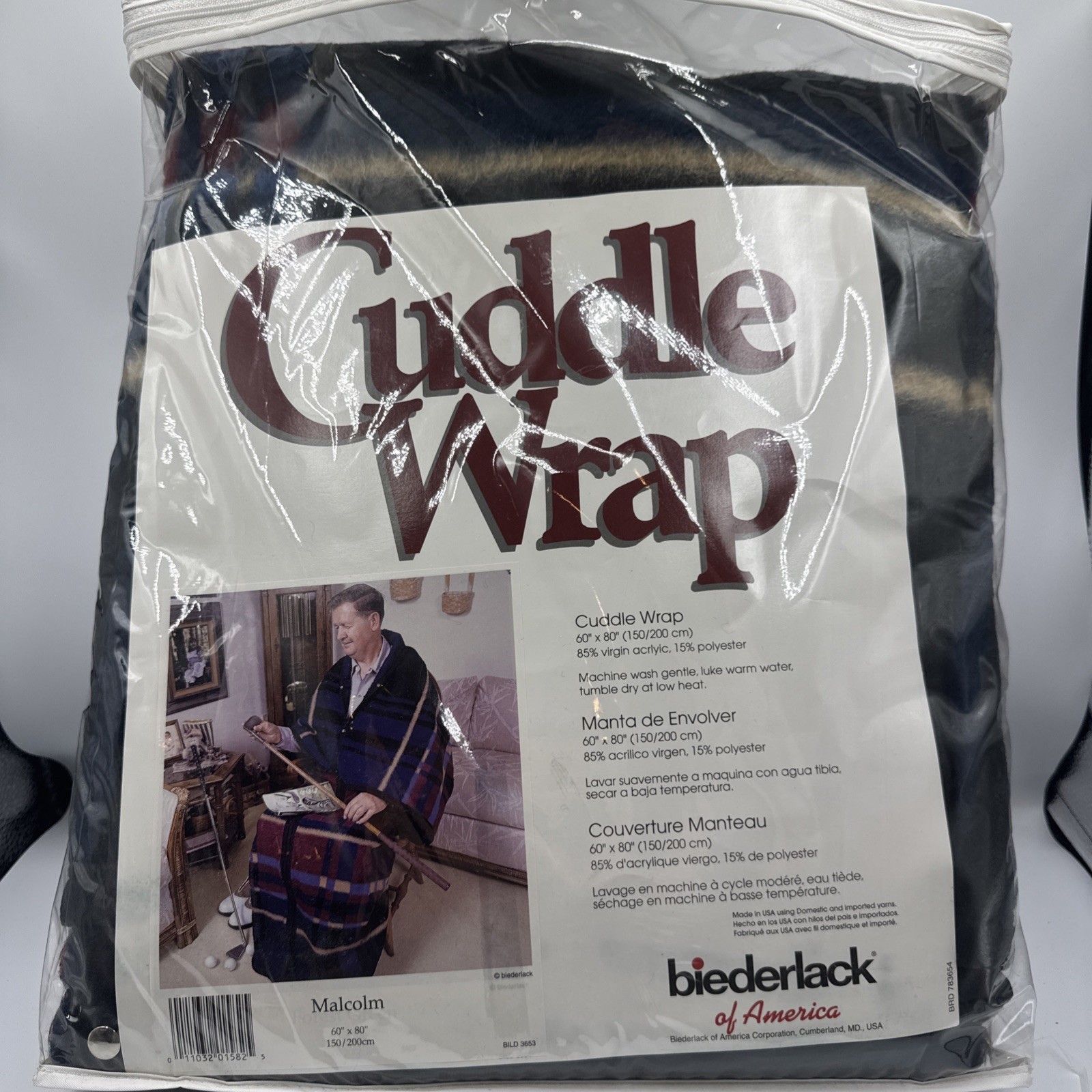 Biederlack Vintage Cuddle Wrap 60x80” BIG Blanket Snap NICE Malcolm