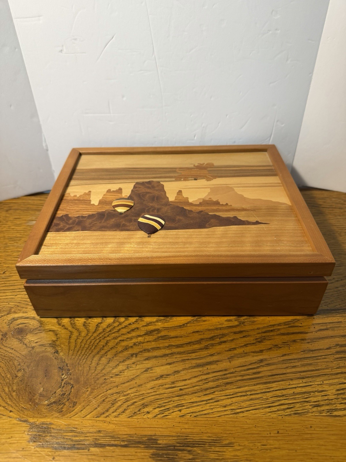 Robert W Johnson Signed Wood Marquetry Box Vintage 9 Slot Jewelry Tea Inlay 11x9 Robert W Johnson Signed Wood Marquetry Box Vintage 9 Slot Jewelry Tea Inlay 11x9
