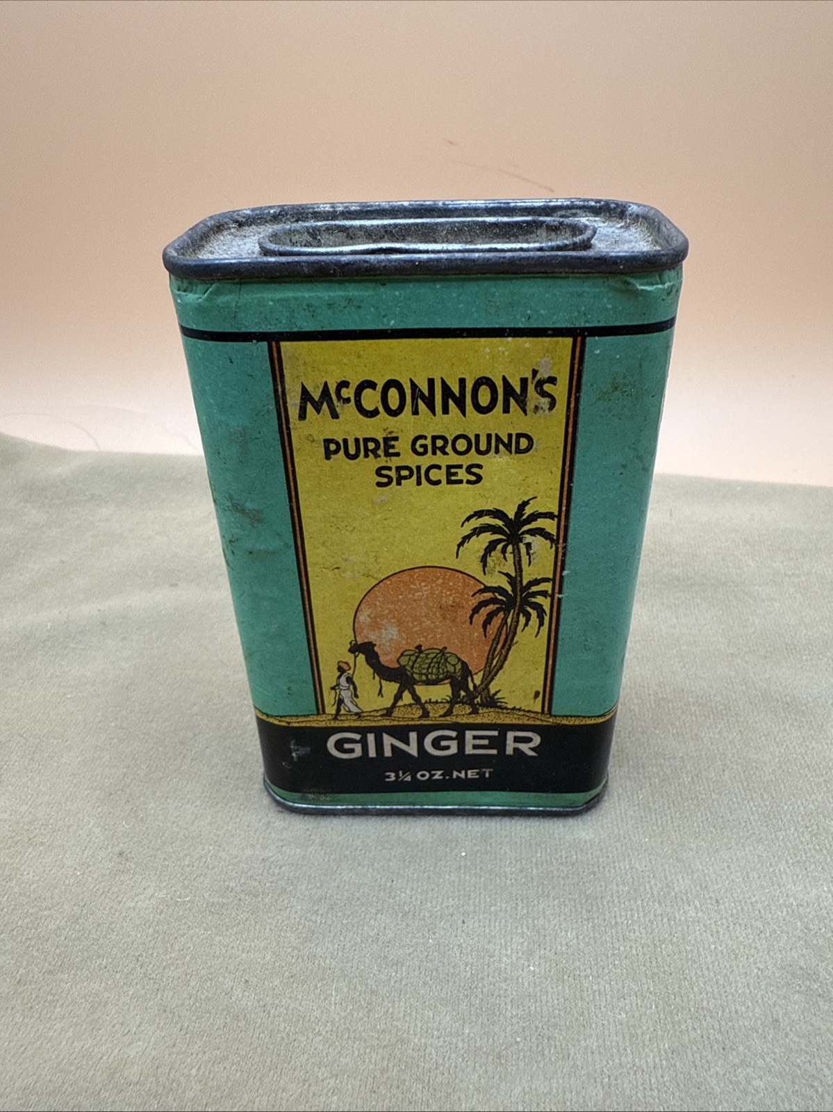 Vtg McConnon's Pure Ground Ginger Spice Tin 3 1/4 Oz Winona MN Camel Graphics Vtg McConnon's Pure Ground Ginger Spice Tin 3 1/4 Oz Winona MN Camel Graphics
