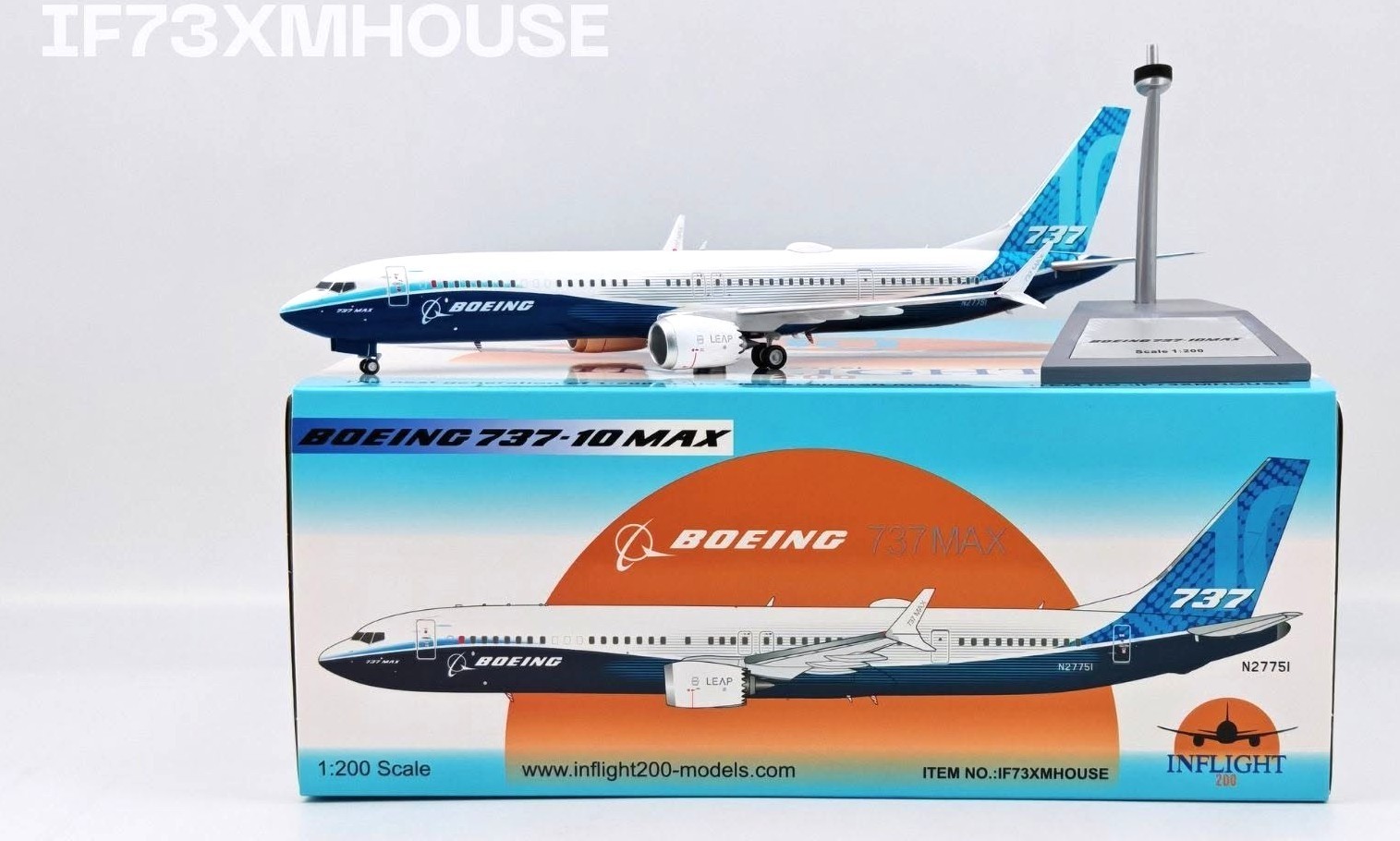 Inflight IF73XMHOUSE Boeing 737-Max 10 House Color N27751 Diecast 1/200 Model