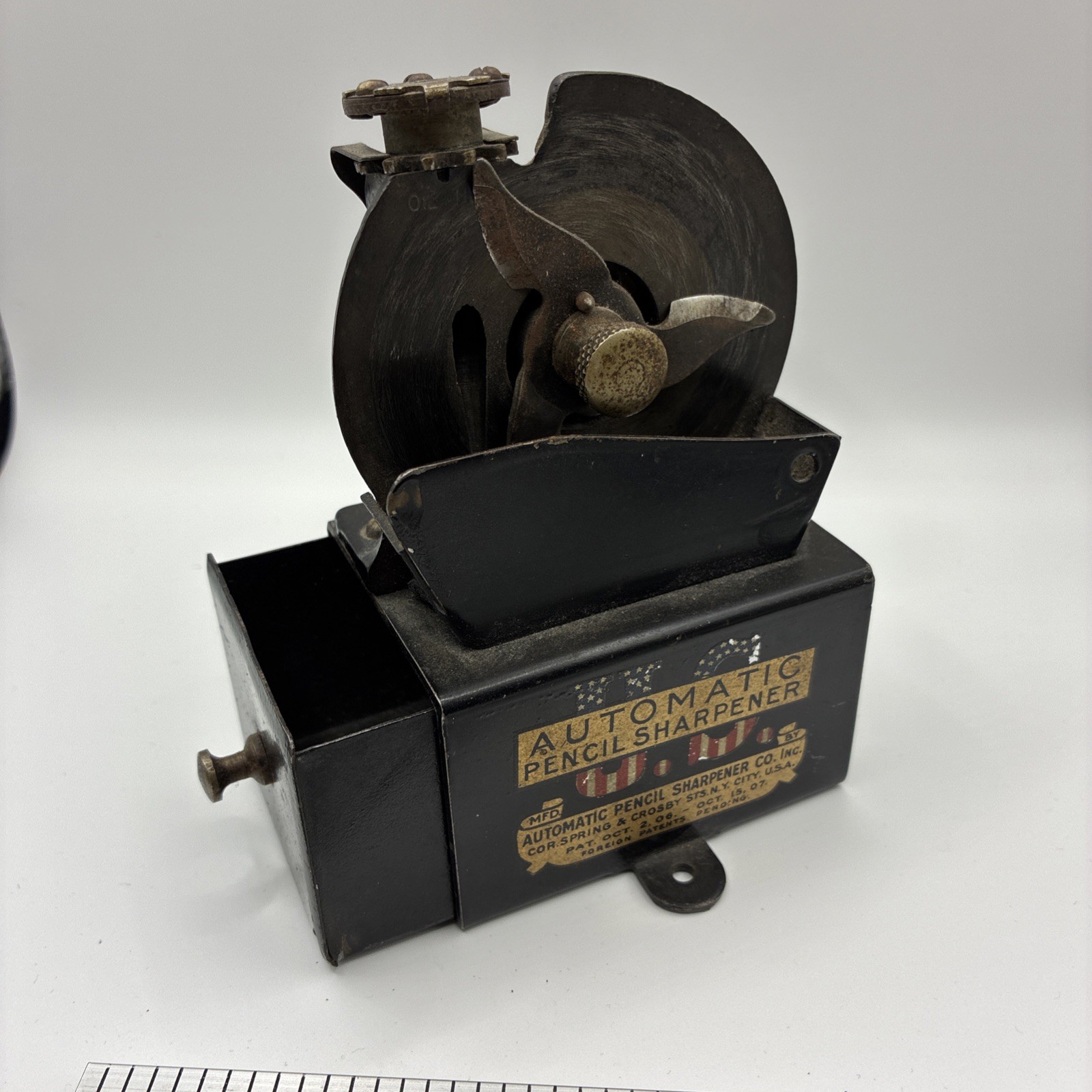 Rare Antique U.S. Automatic Pencil Sharpener APSCO NYC Label 1906 1907 