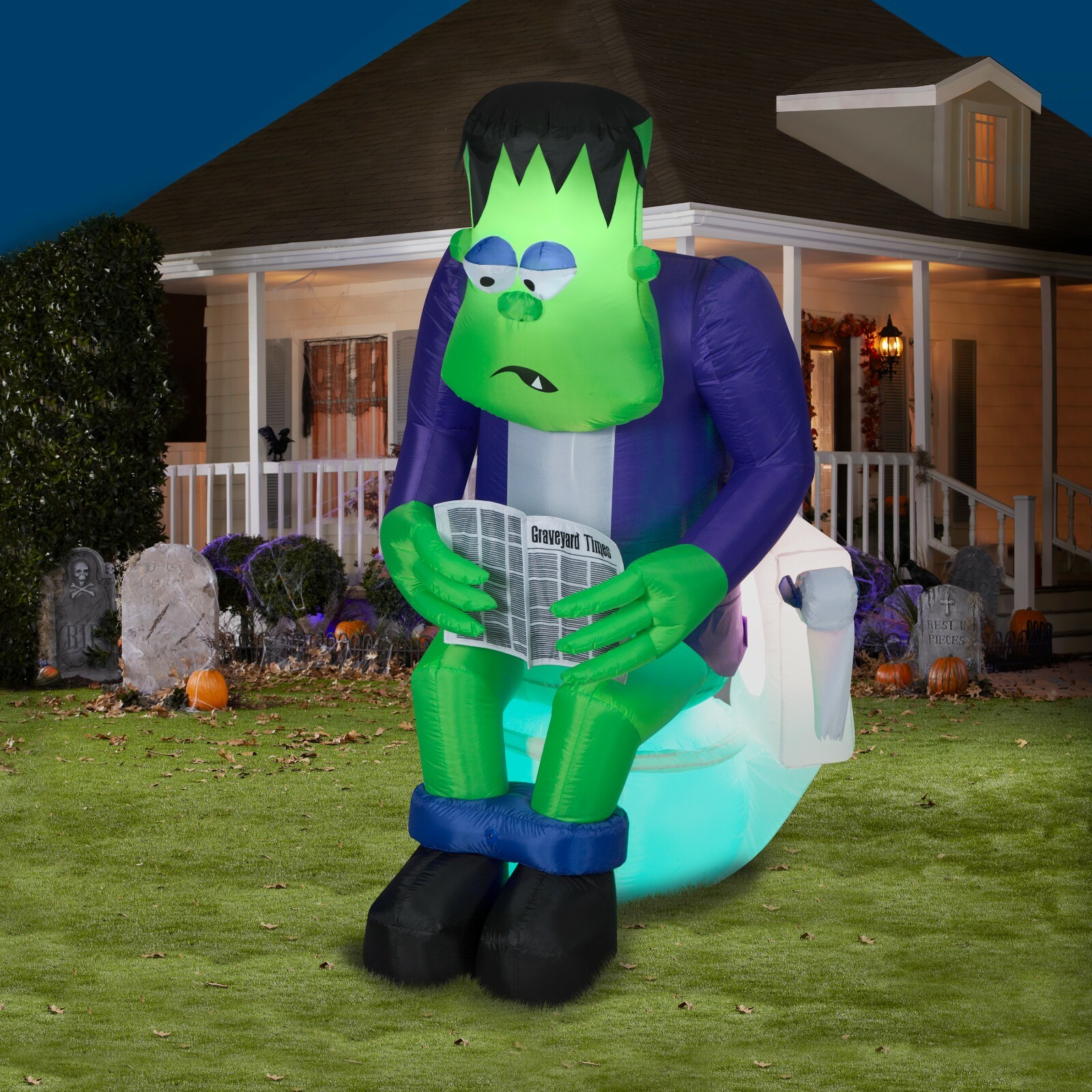 Gemmy 6 ft Halloween Inflatable Surprise Monster Toilet Scene with Sound Gemmy 6 ft Halloween Inflatable Surprise Monster Toilet Scene with Sound