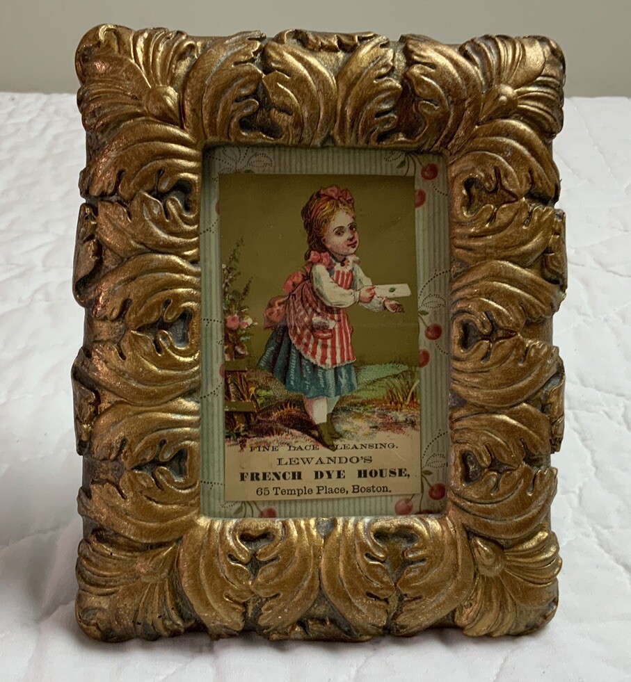 Vintage Antique Victorian Ephemera Framed, Gold Tone Frame, Victorian Girl Vintage Antique Victorian Ephemera Framed, Gold Tone Frame, Victorian Girl