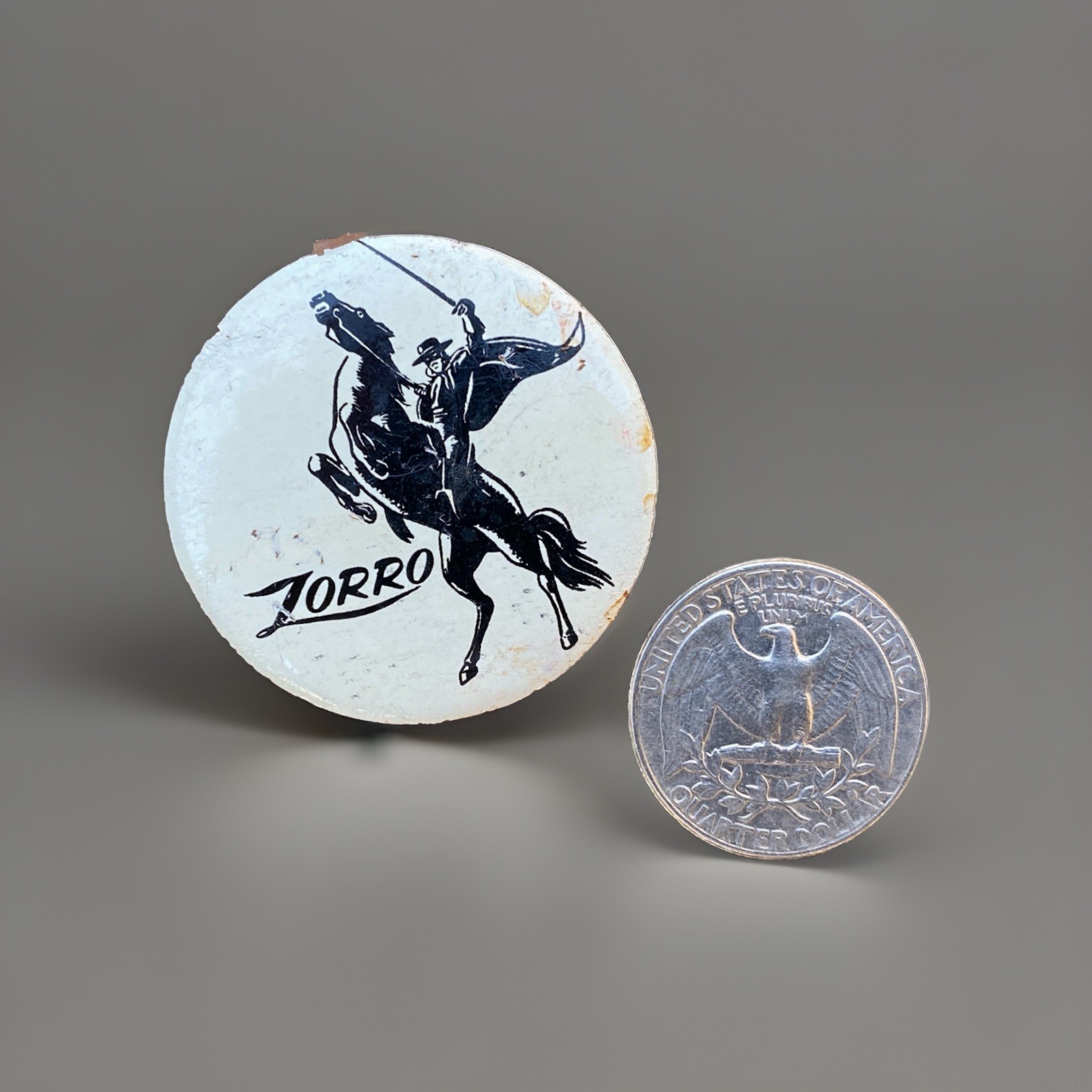 RARE 1960’s ZORRO Walt Disney Productions Television Metal Button Made in USA RARE 1960’s ZORRO Walt Disney Productions Television Metal Button Made in USA