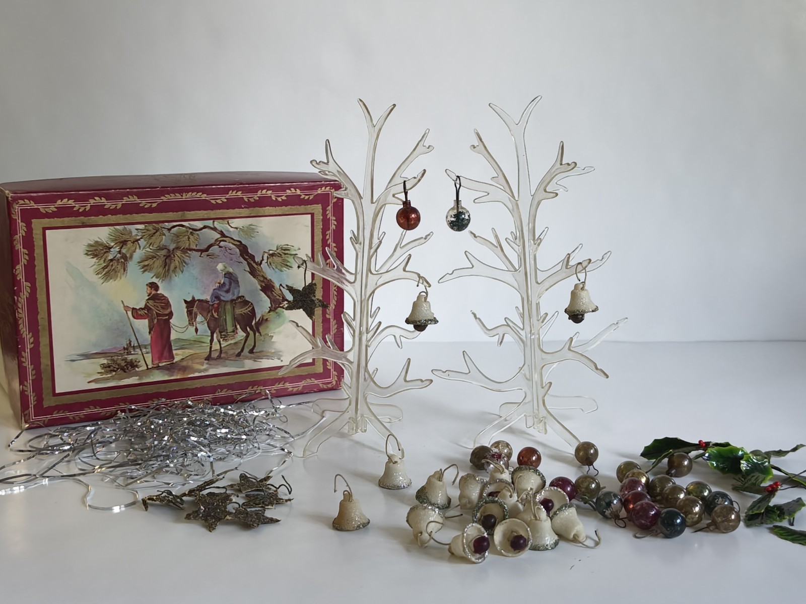 RARE 2 VTG CANDY BLOSSOM GUM DROP CHRISTMAS TREE With Mini Ornaments No Bases RARE 2 VTG CANDY BLOSSOM GUM DROP CHRISTMAS TREE With Mini Ornaments No Bases