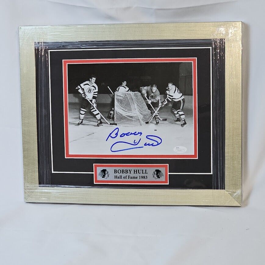 Bobby Hull Signed Picture Chicago BlackHawks Framed JSA Certified